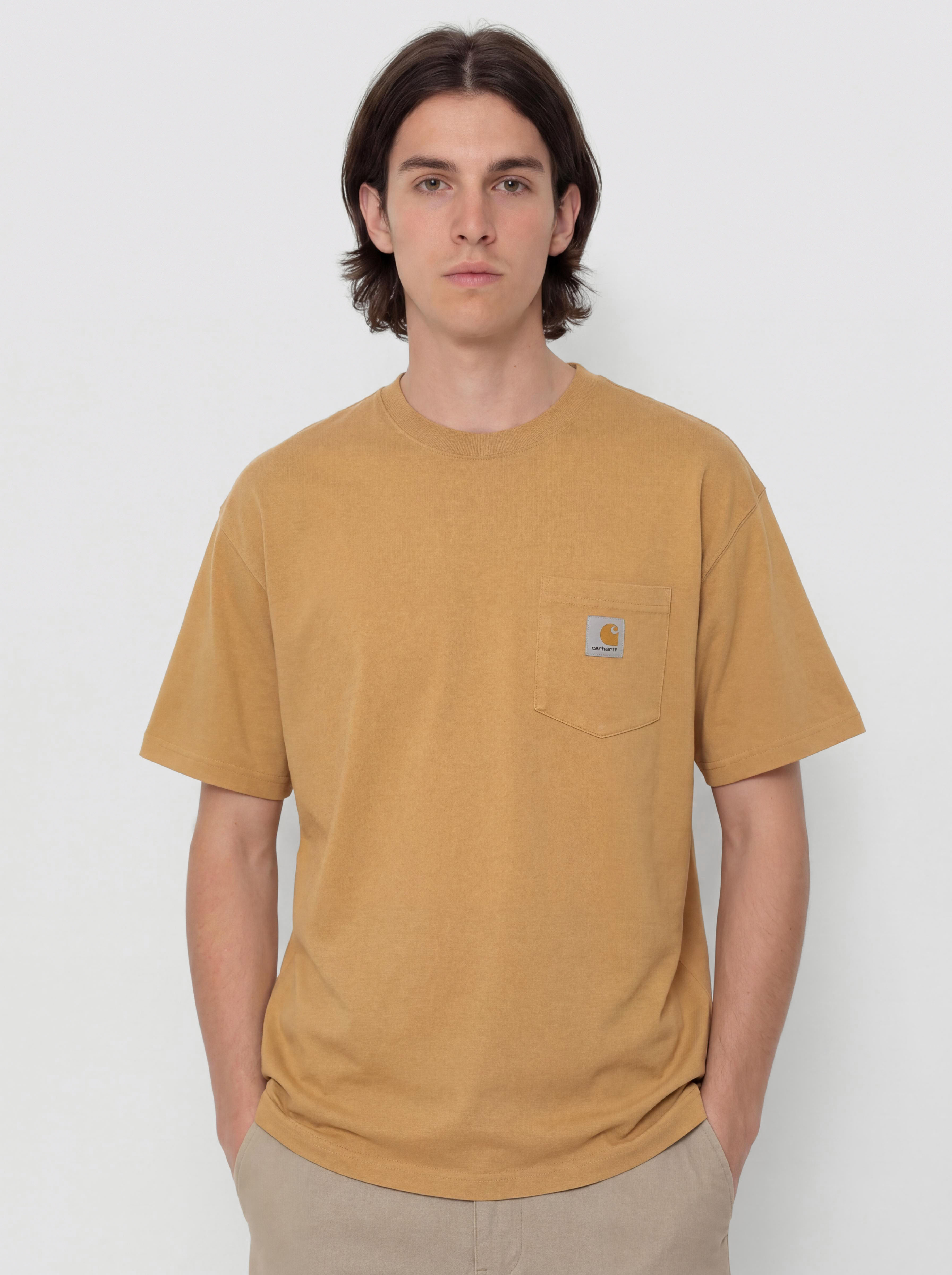 Tričko Carhartt WIP Hudson Pocket (dusty h brown/chalk wash)