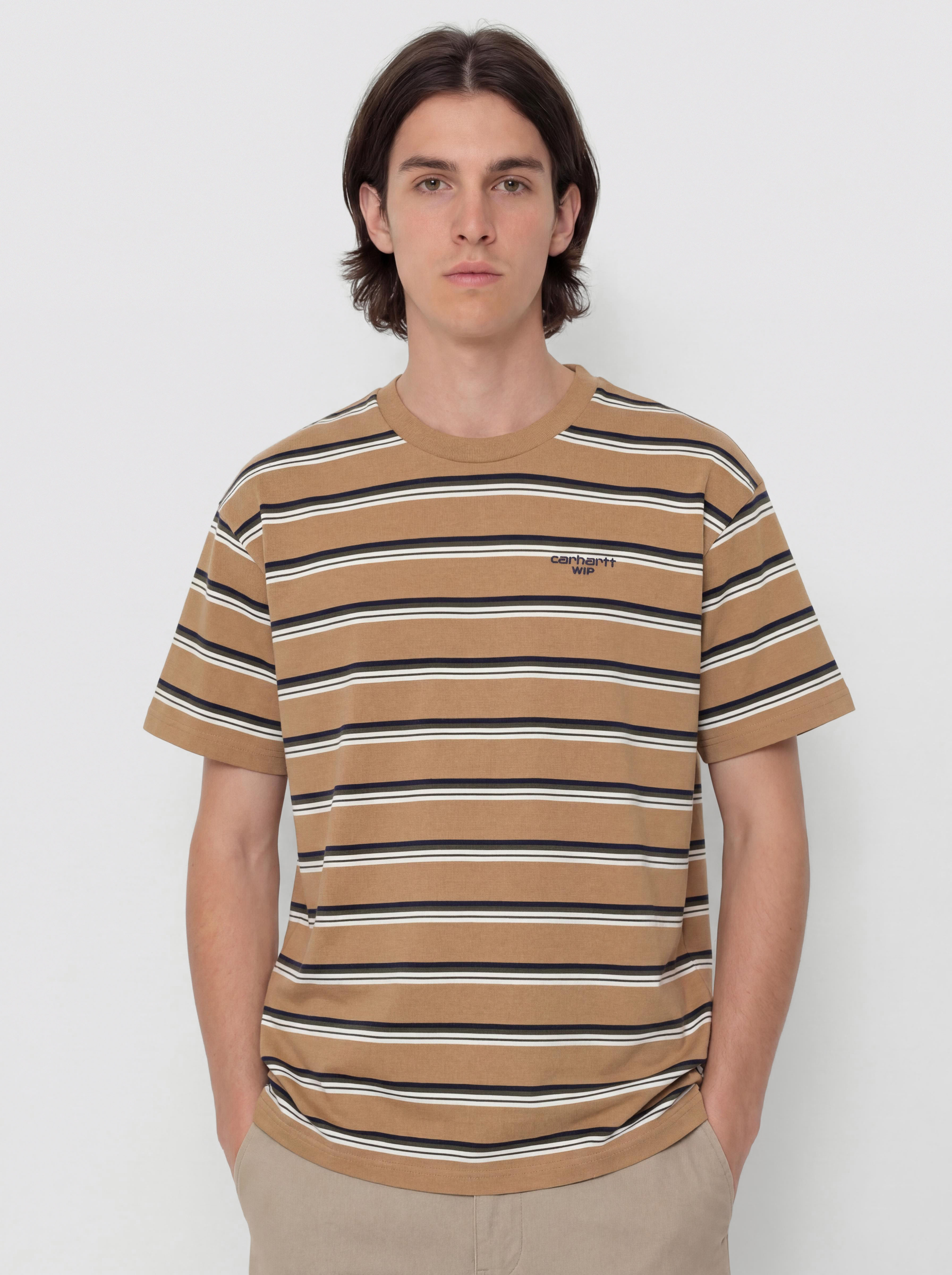 Tričko Carhartt WIP Holm (holm stripe/peanut)