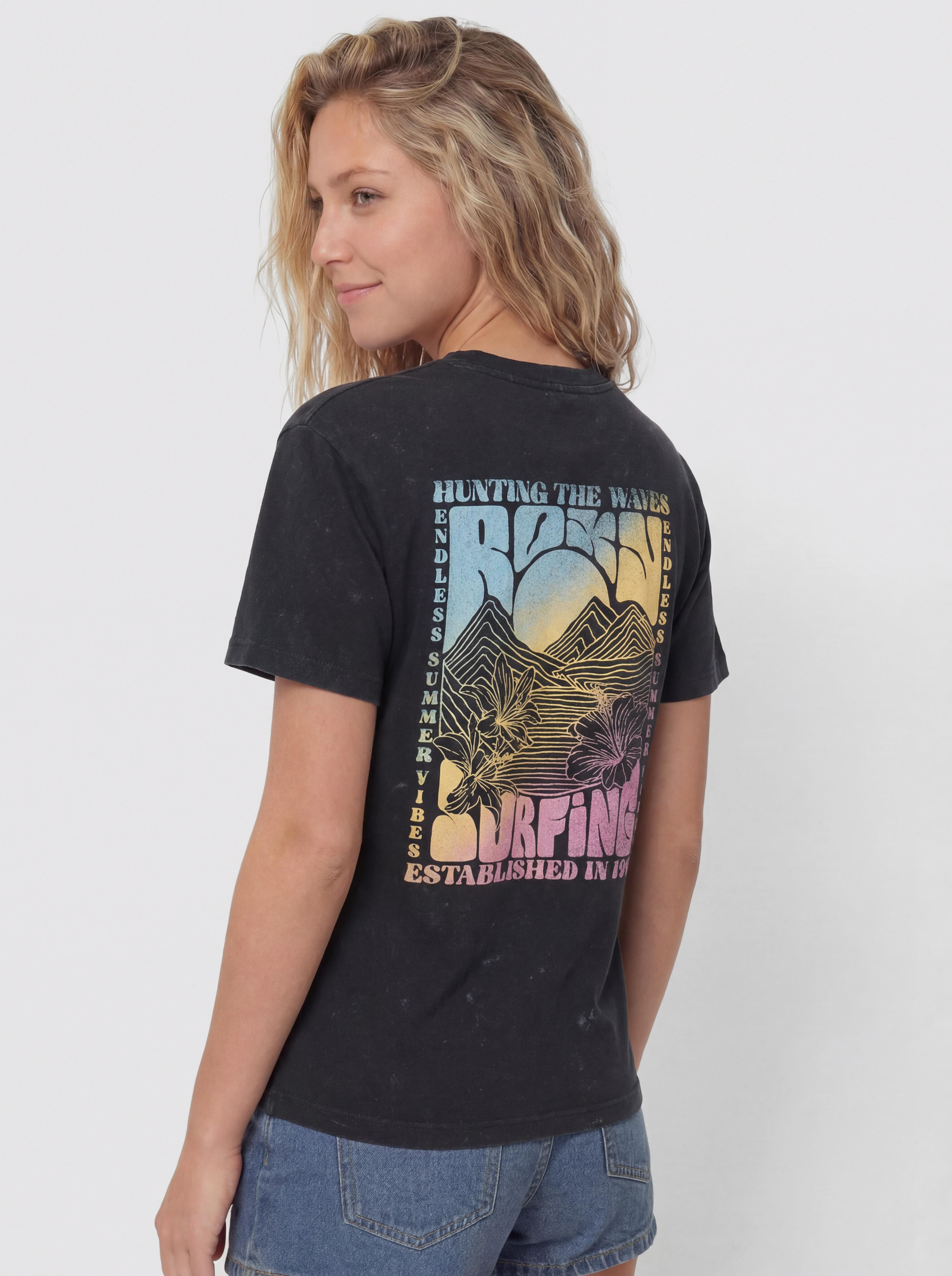 Tričko Roxy Sunnyoversize Optic Wash Wmn (anthracite)