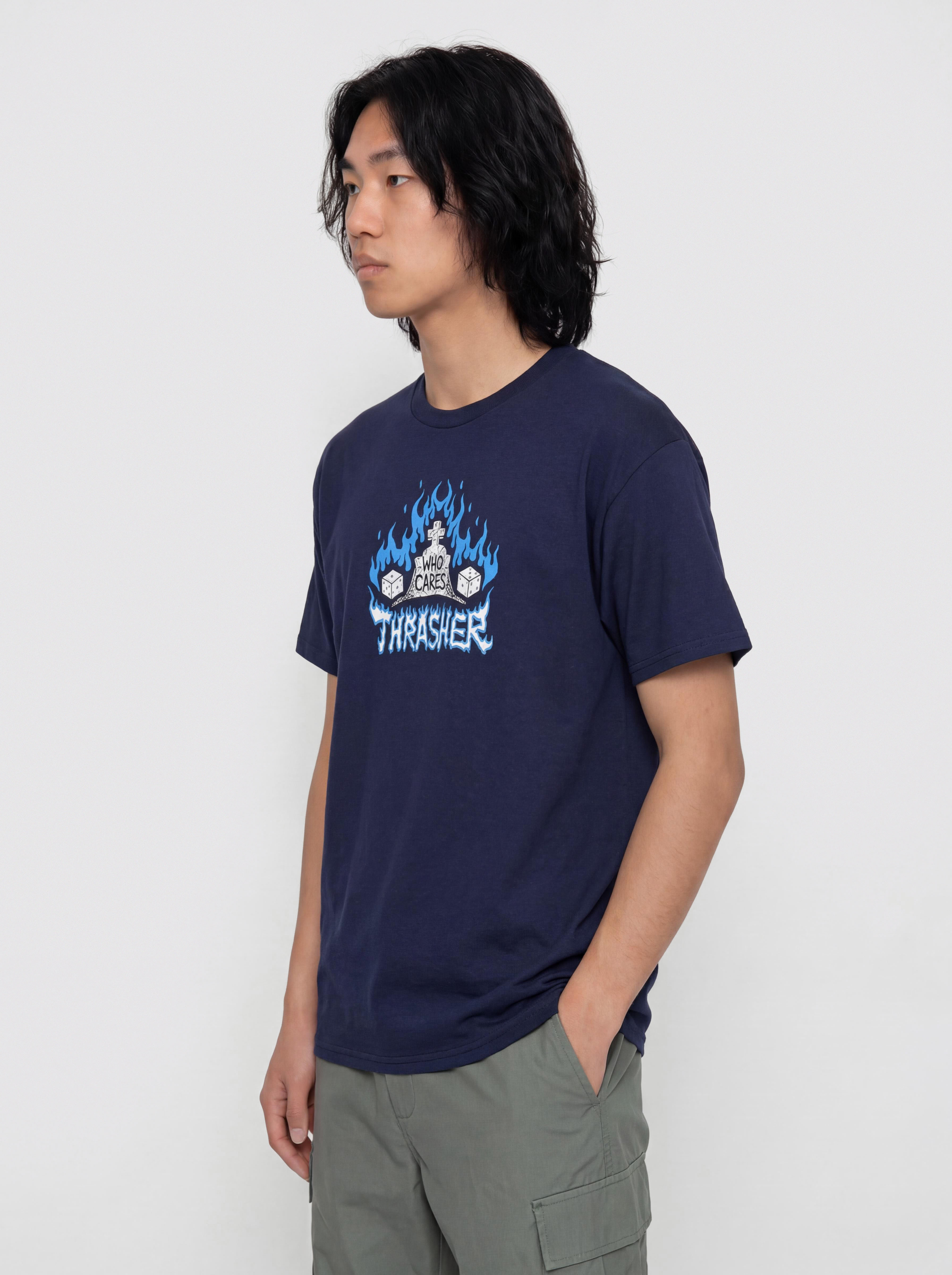 Tričko Thrasher Who Cares By Neckface (navy)