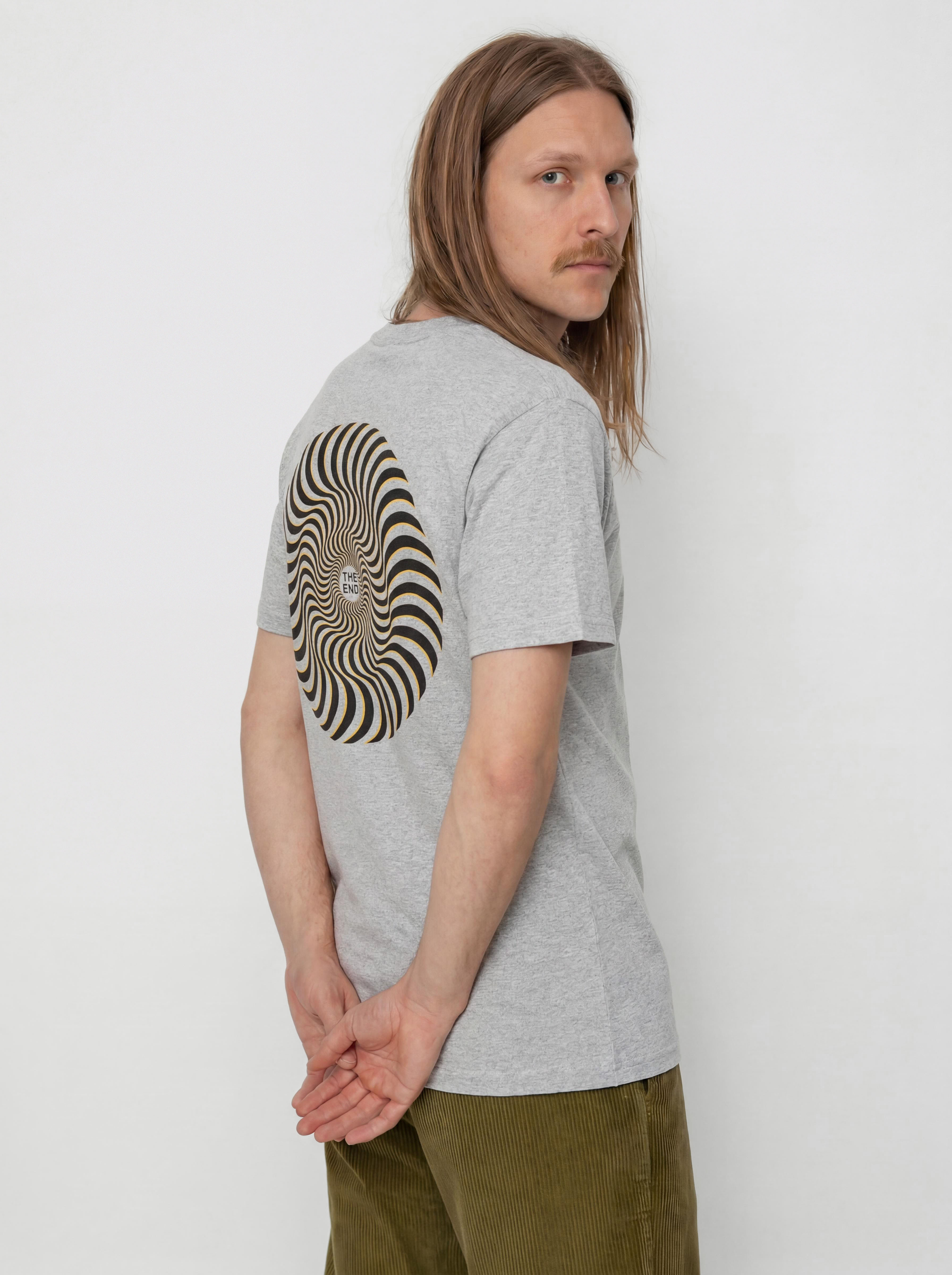Tričko Spitfire Classic Swirl Overlay (heather grey w/black&gold prints)