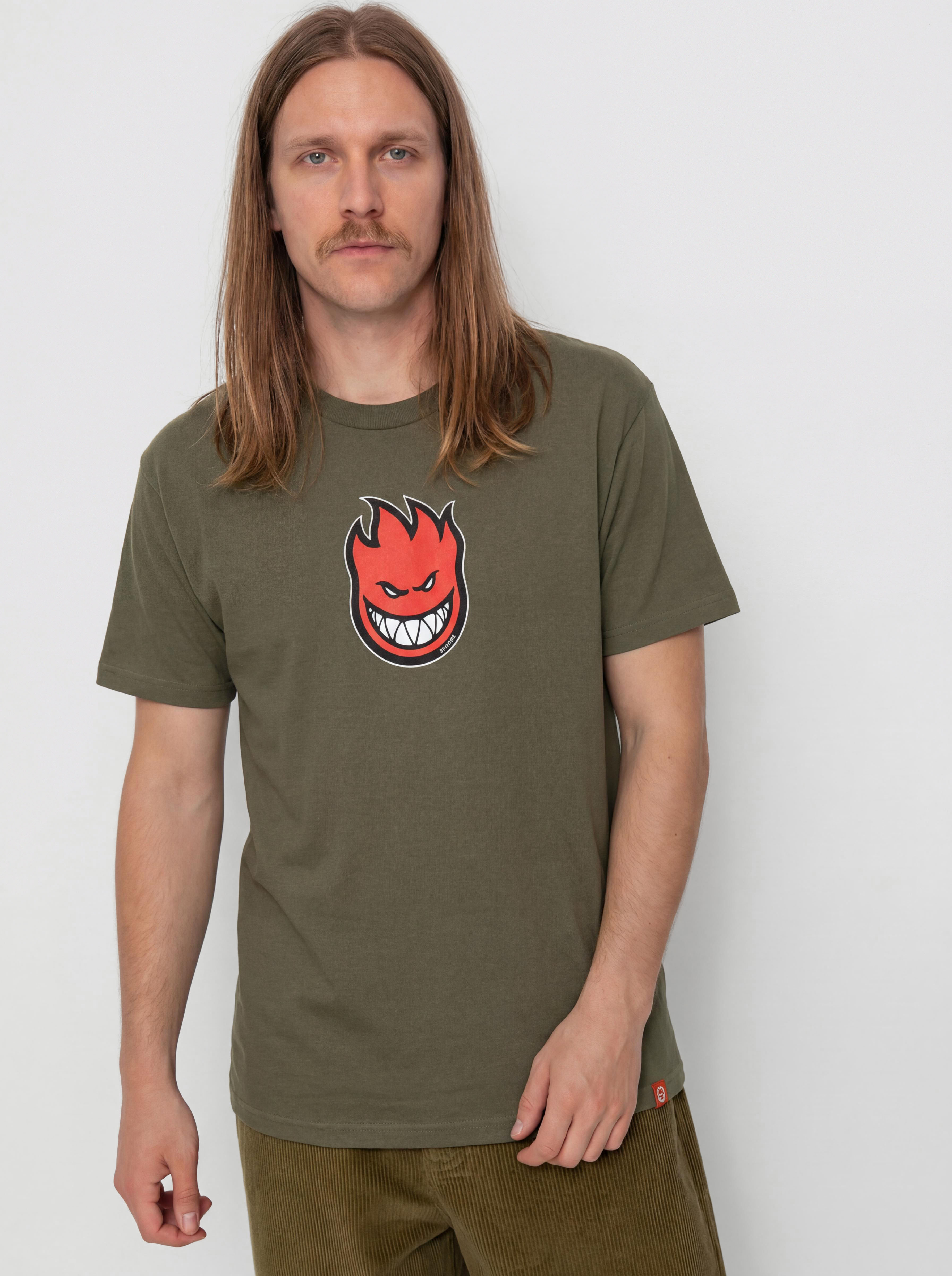 Tričko Spitfire Bighead Mid Fill (military green w/red black & white print)