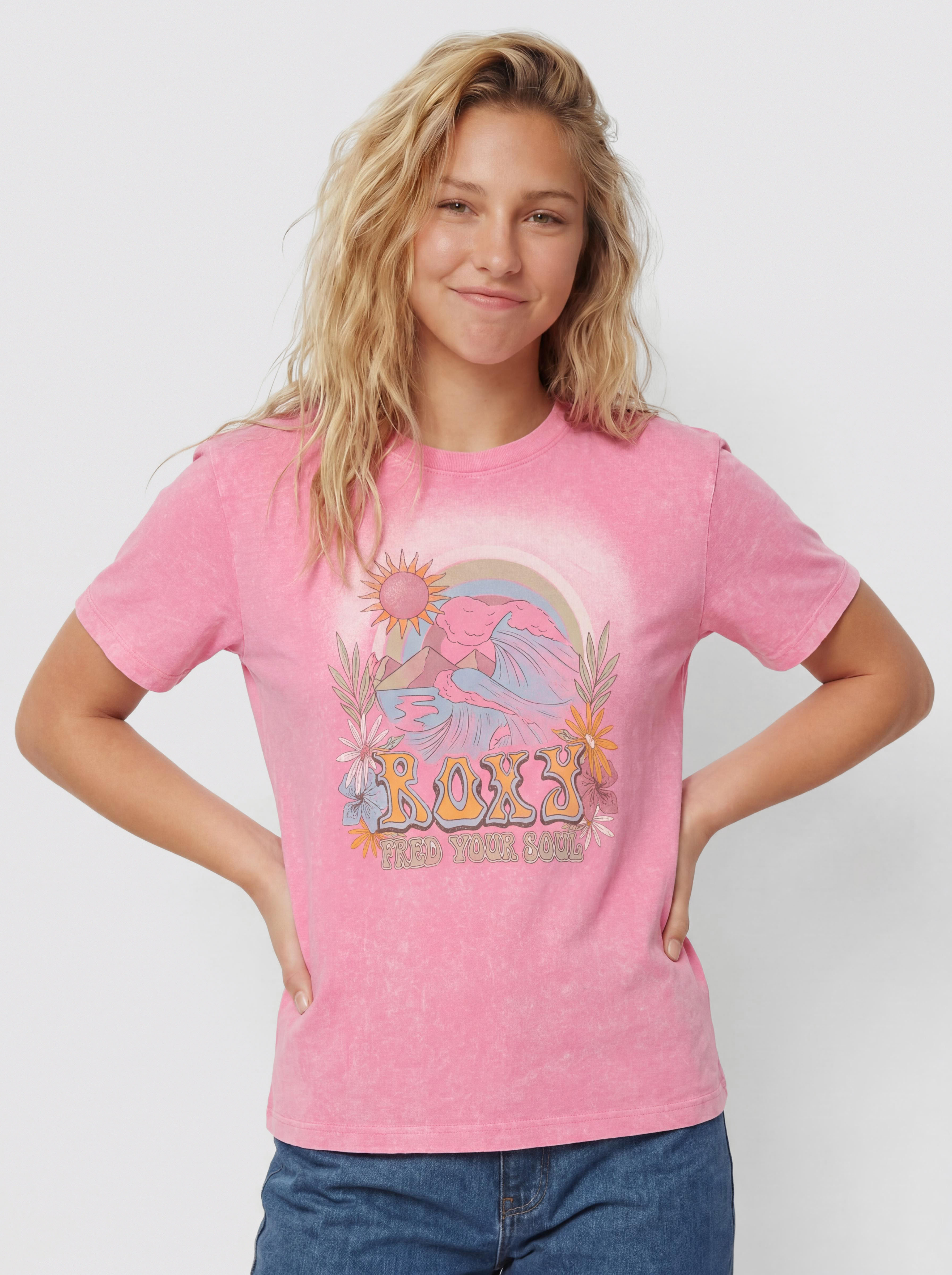 Tričko Roxy Sunnyoversize Optic Wash Wmn (pink cosmos)