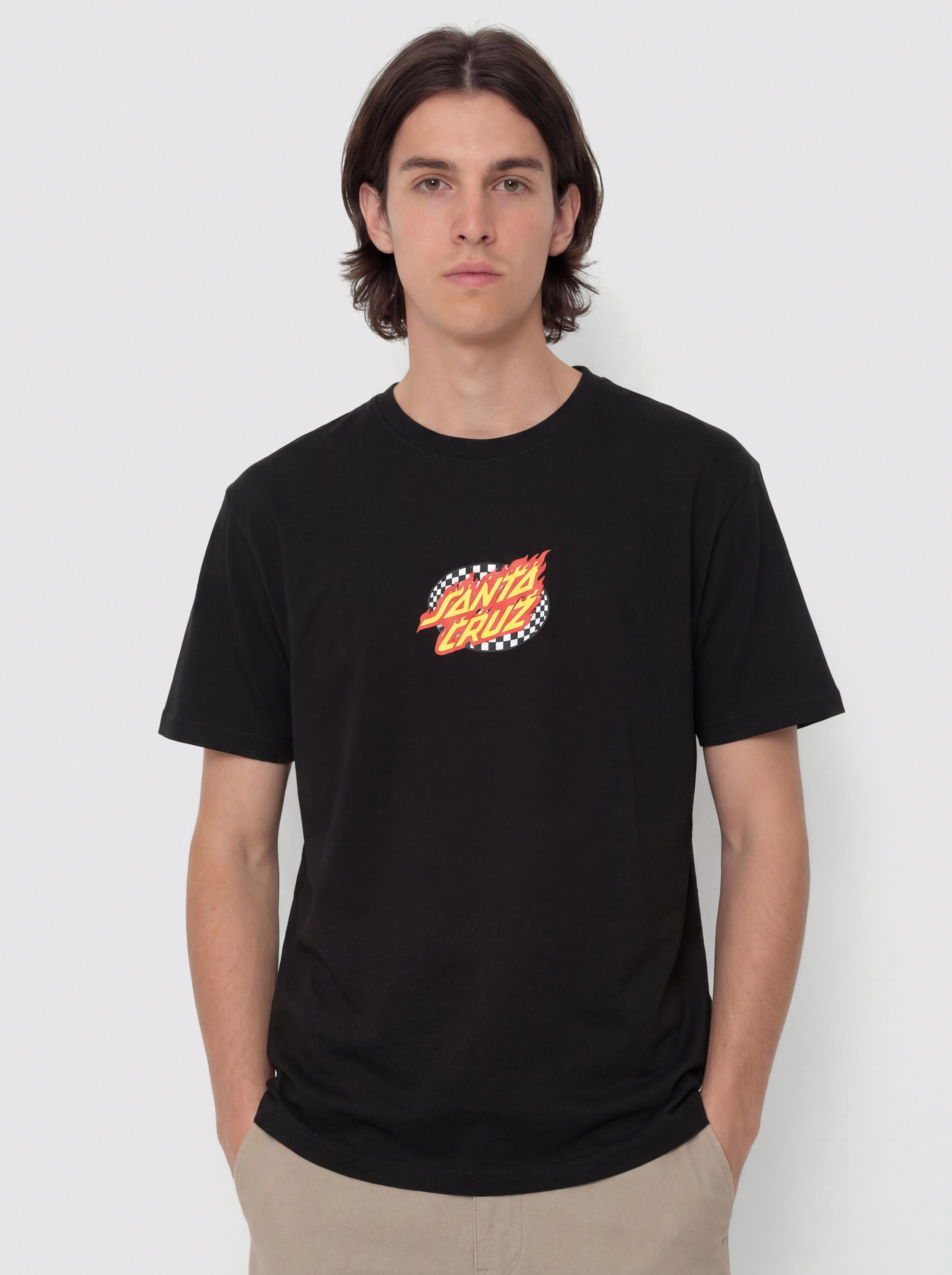 Tričko Santa Cruz Oval Check Flame Front (black)