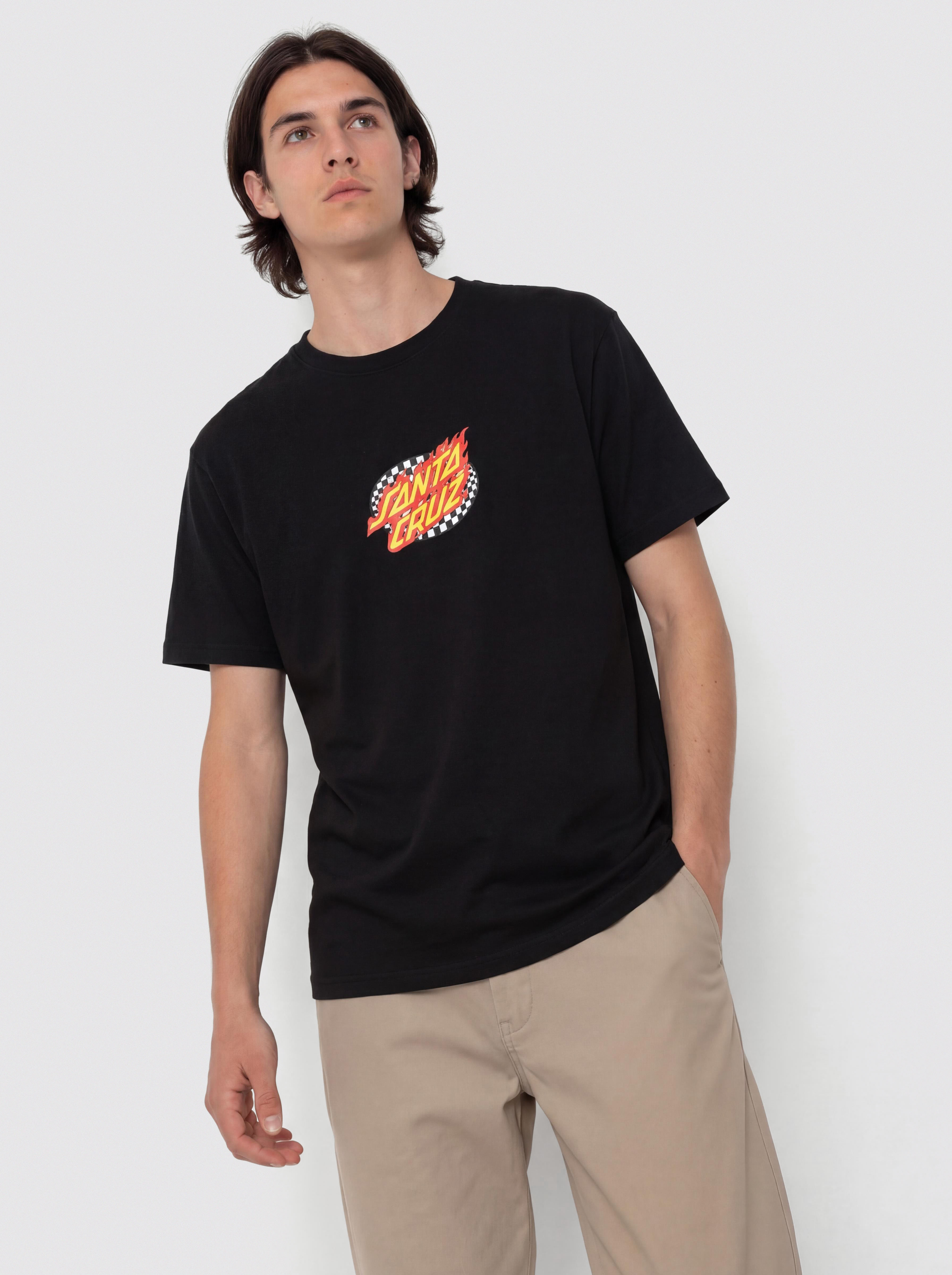 Tričko Santa Cruz Oval Check Flame Front (black)