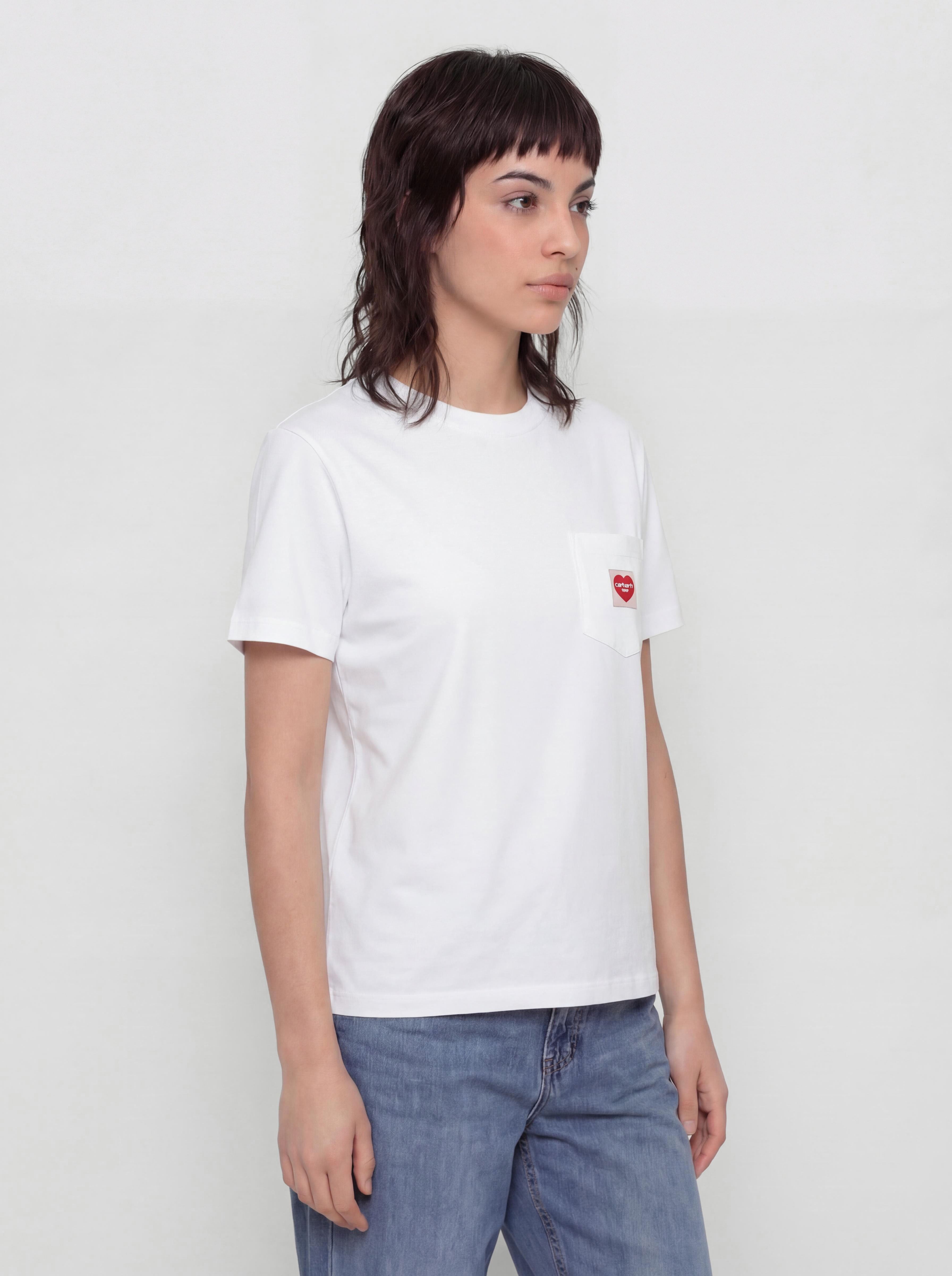 Tričko Carhartt WIP Pocket Heart Wmn (white/red)