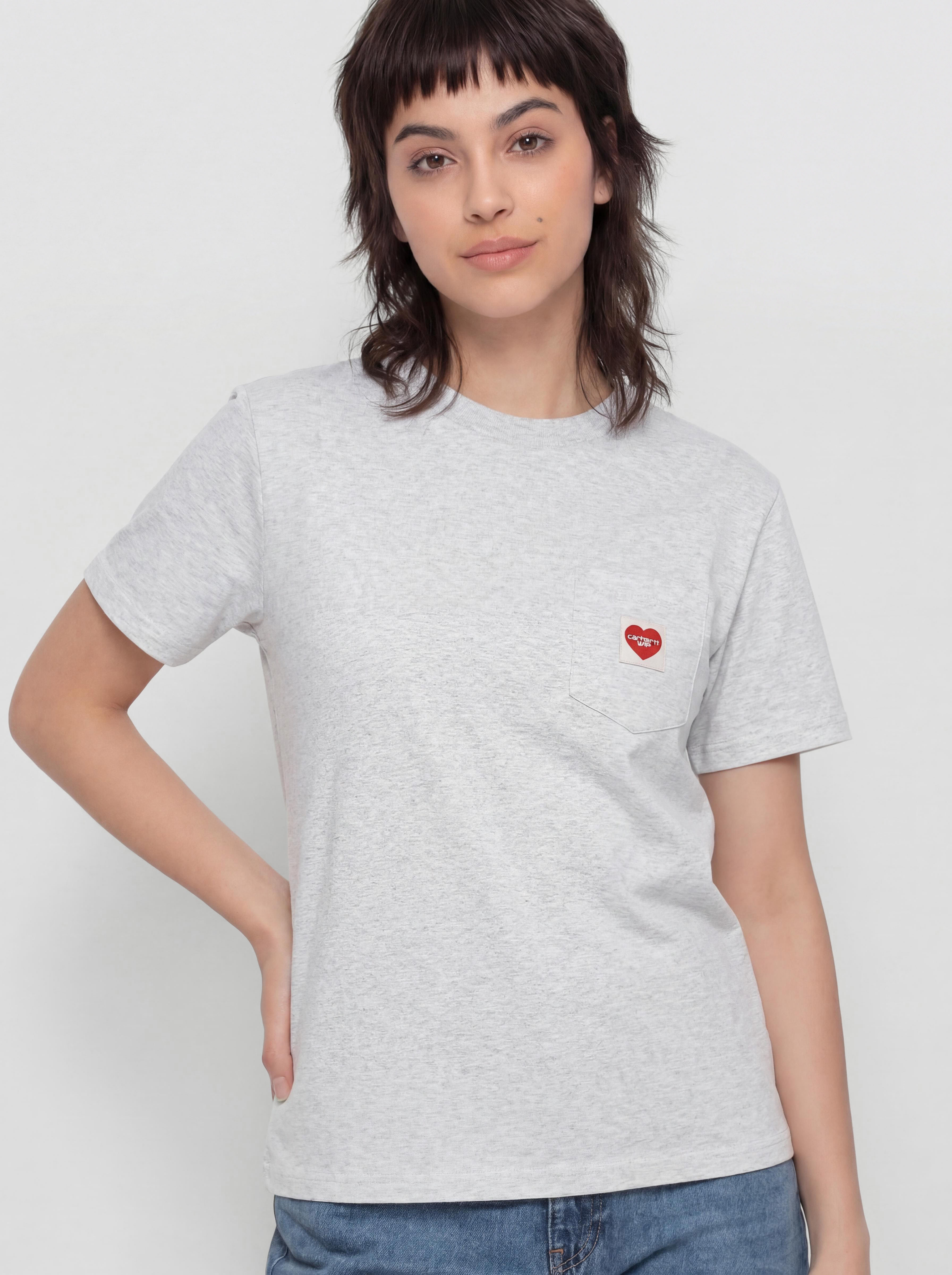 Tričko Carhartt WIP Pocket Heart Wmn (ash heather/red)