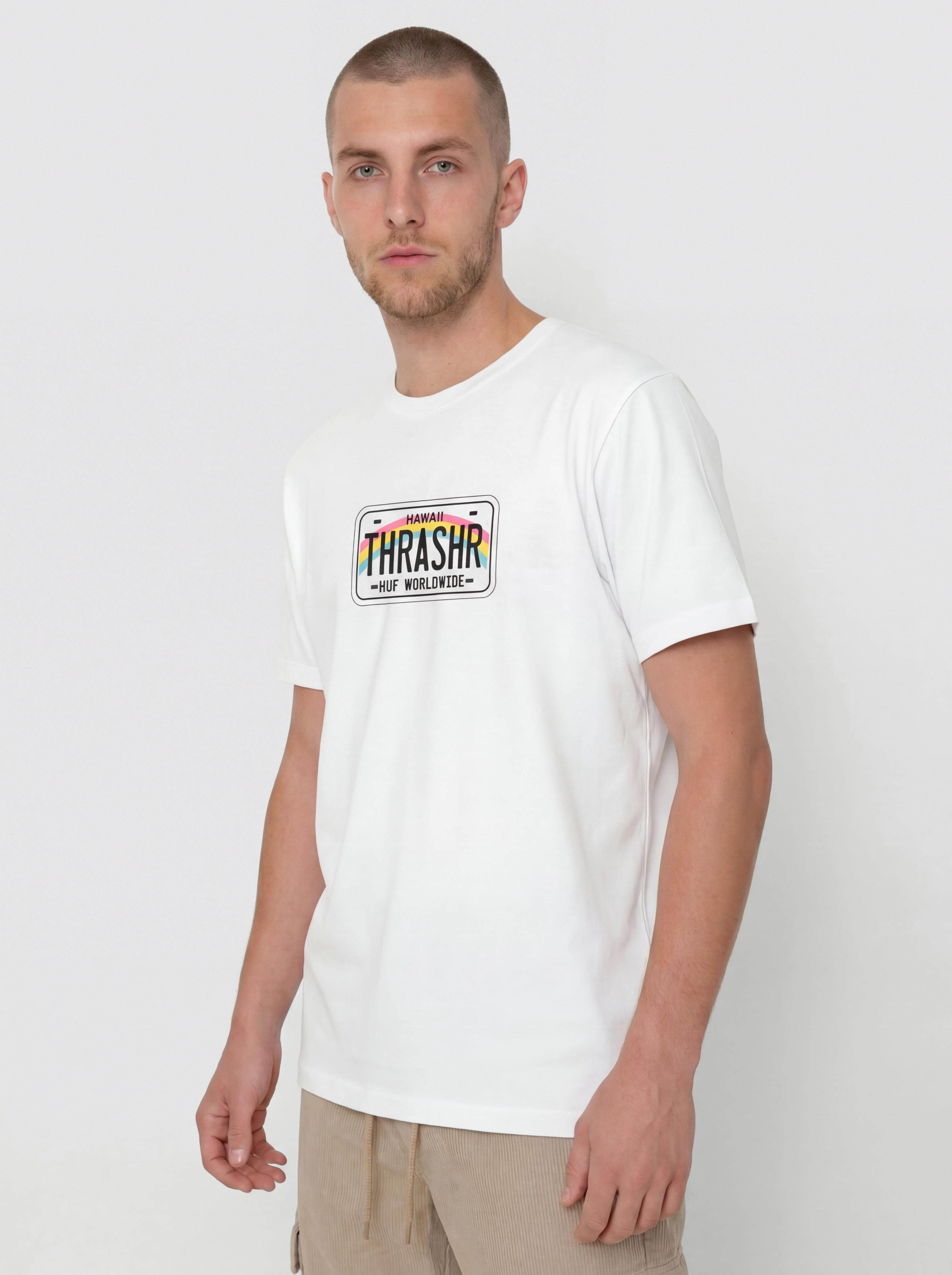 Tričko HUF X Thrasher License Plate (white)