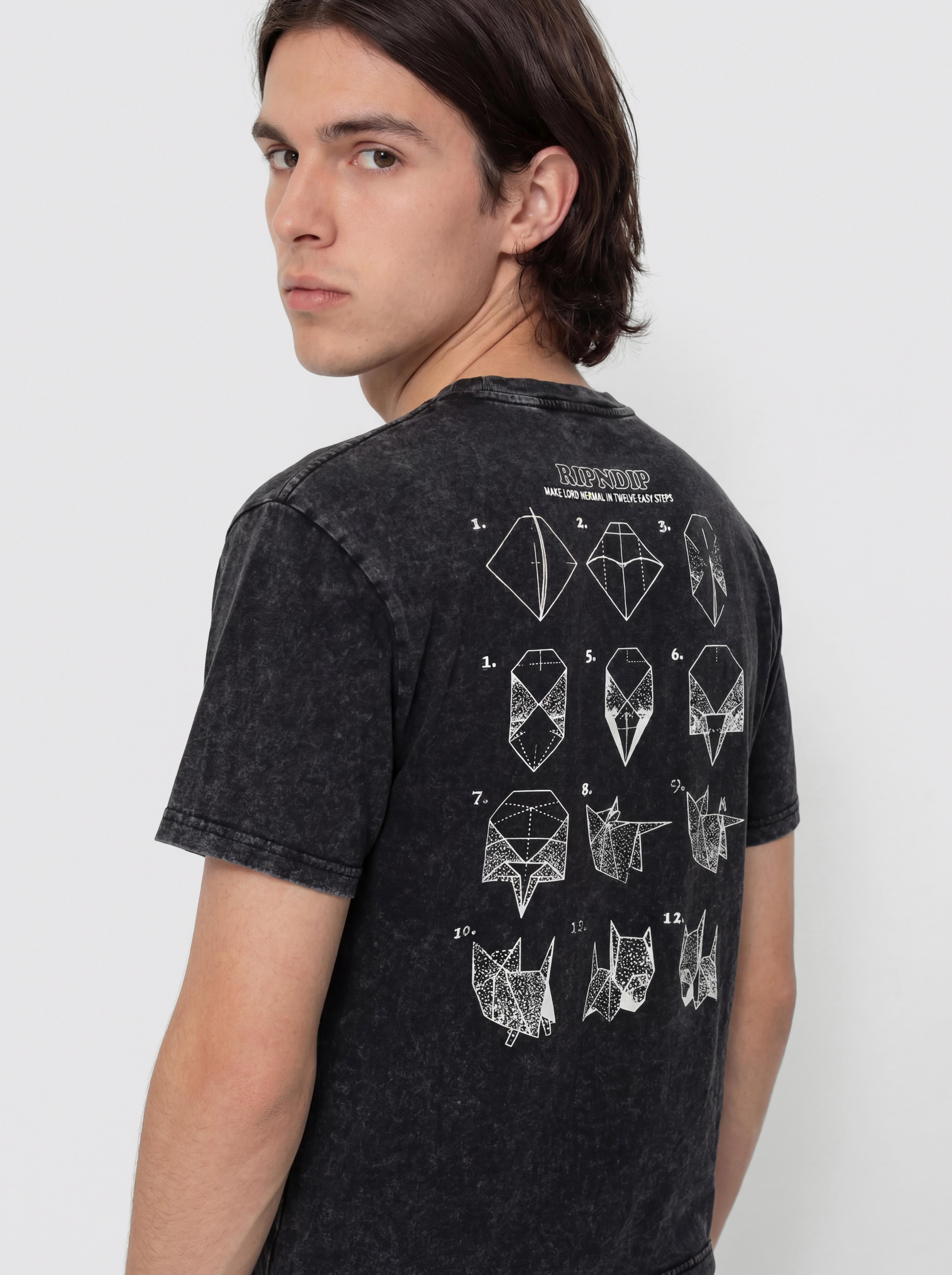 Tričko RipNDip Origami (black vintage wash)