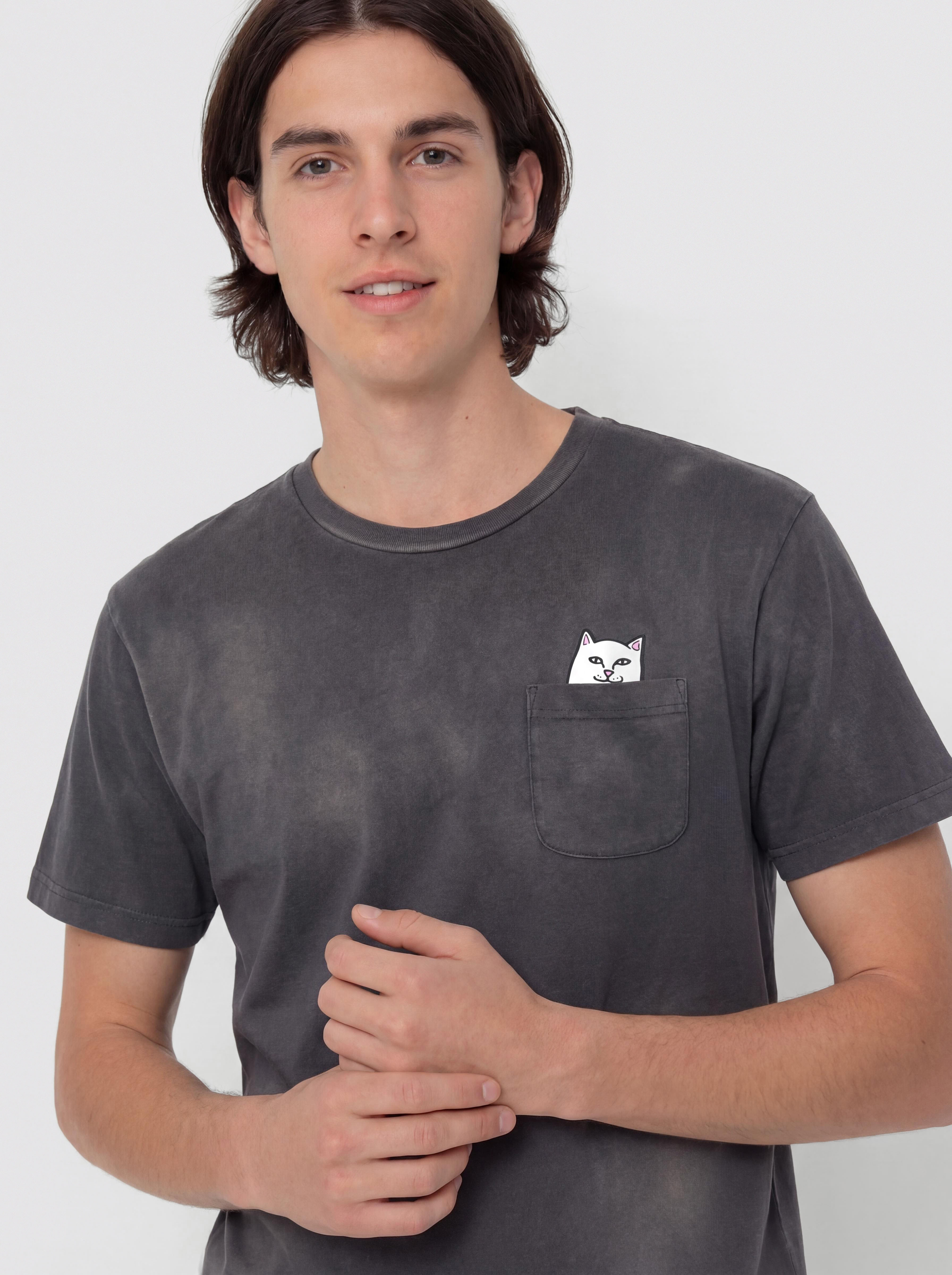 Tričko RipNDip Lord Nermal Pocket (charcoal vintage wash)