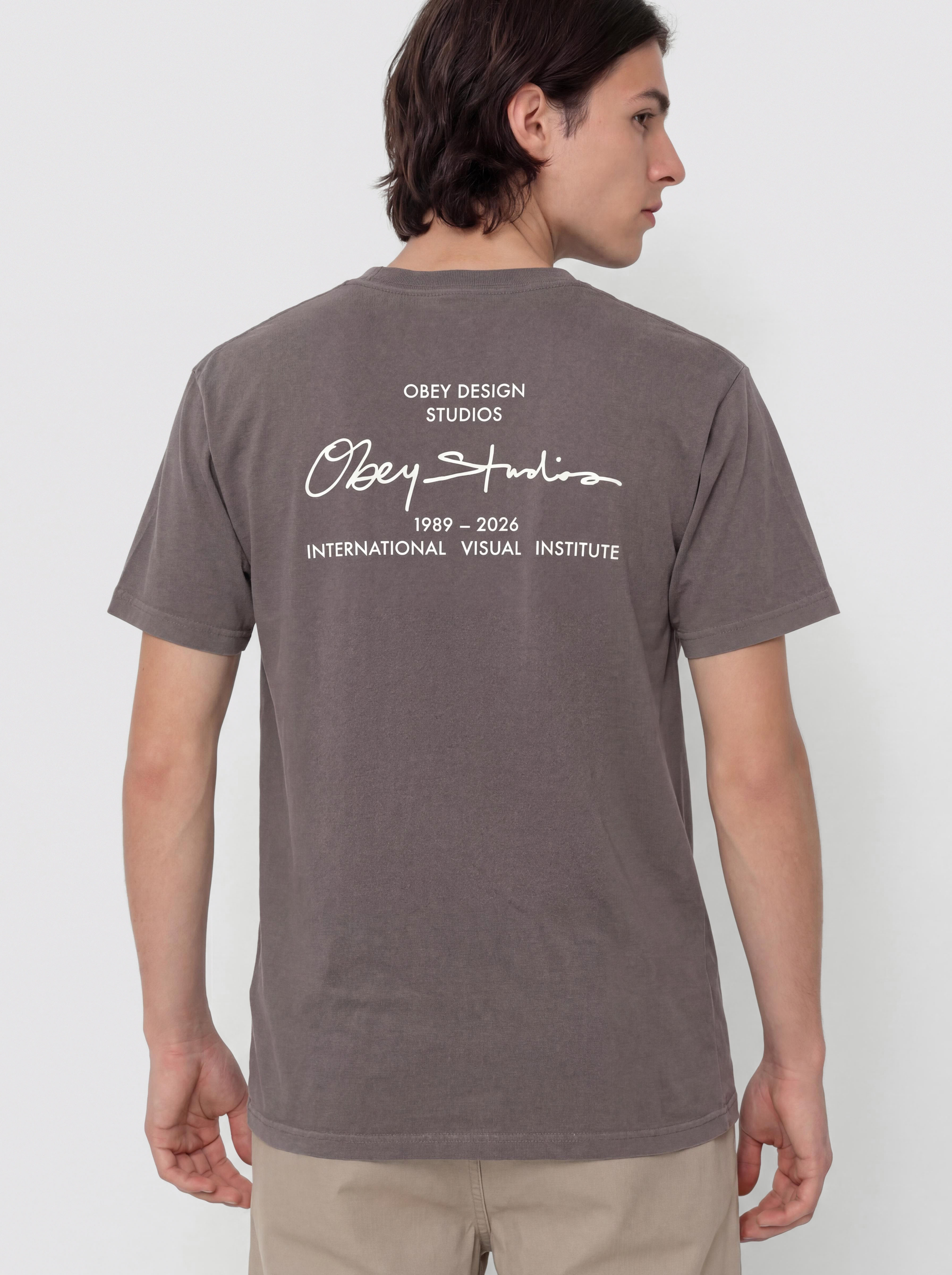 Tričko OBEY Institute (pigment dusty black)