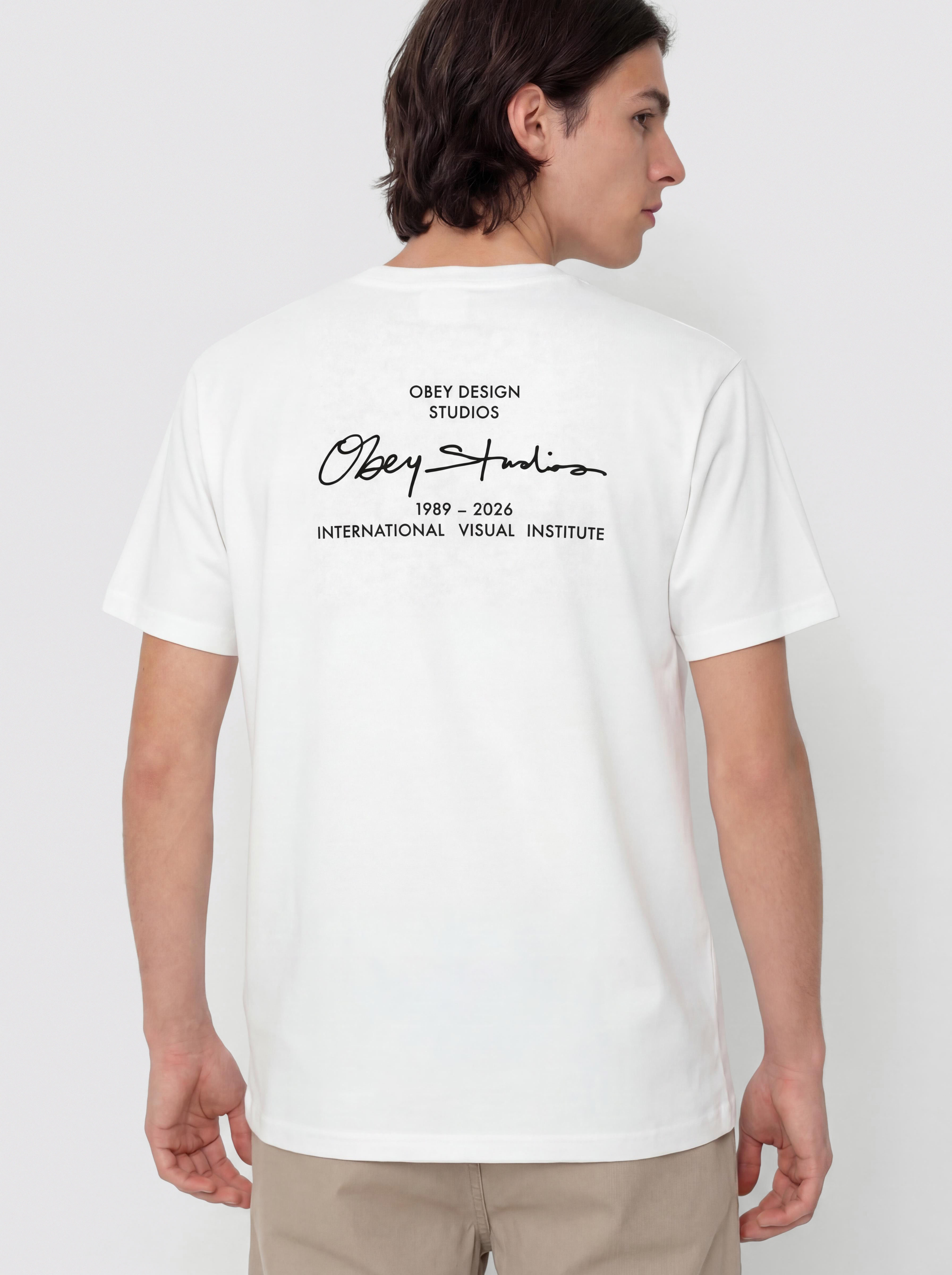 Tričko OBEY Institute (pigment vintage white)