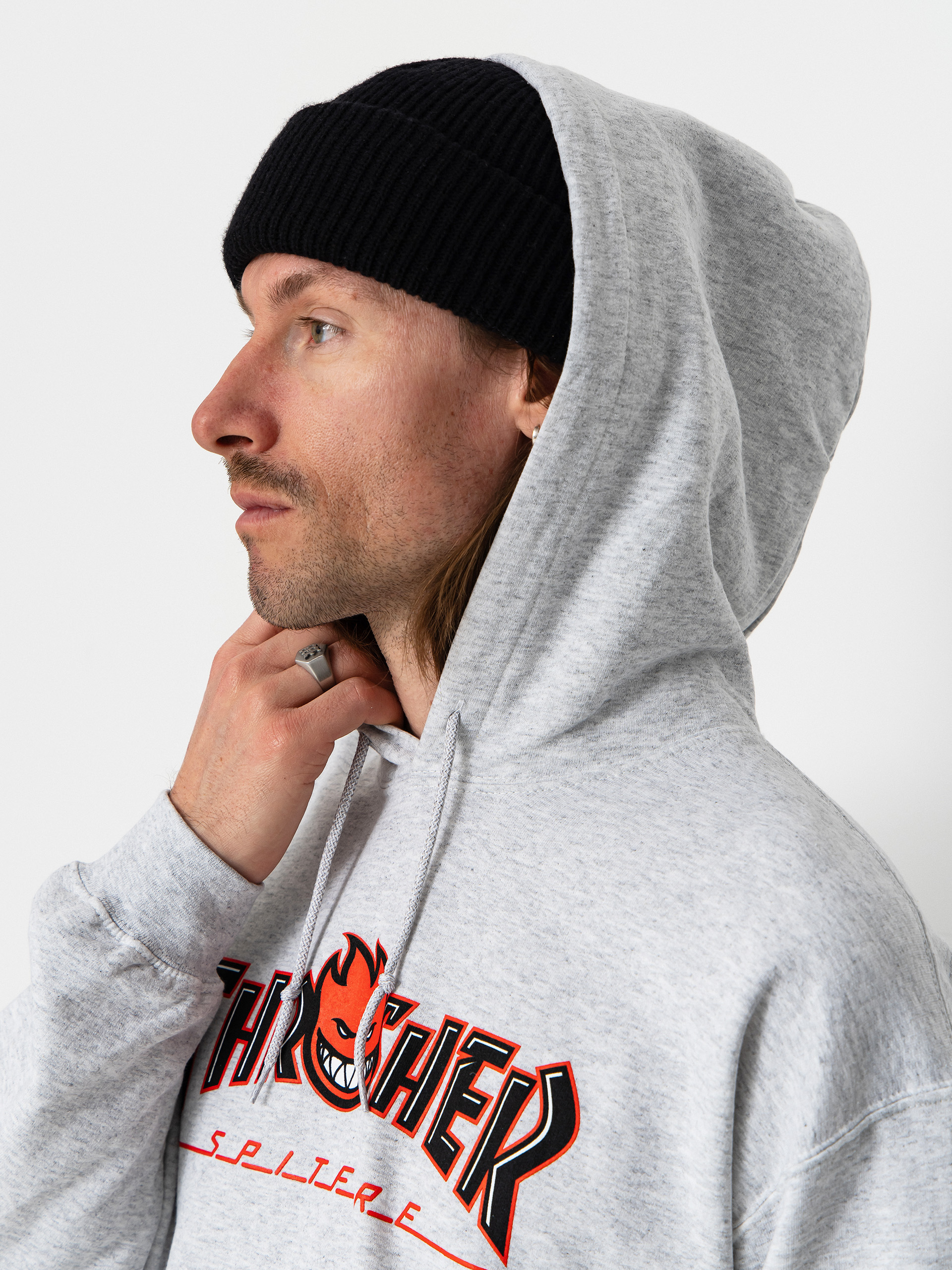Mikina s kapucí Thrasher x Spitfire Big Head Outline HD (ash)