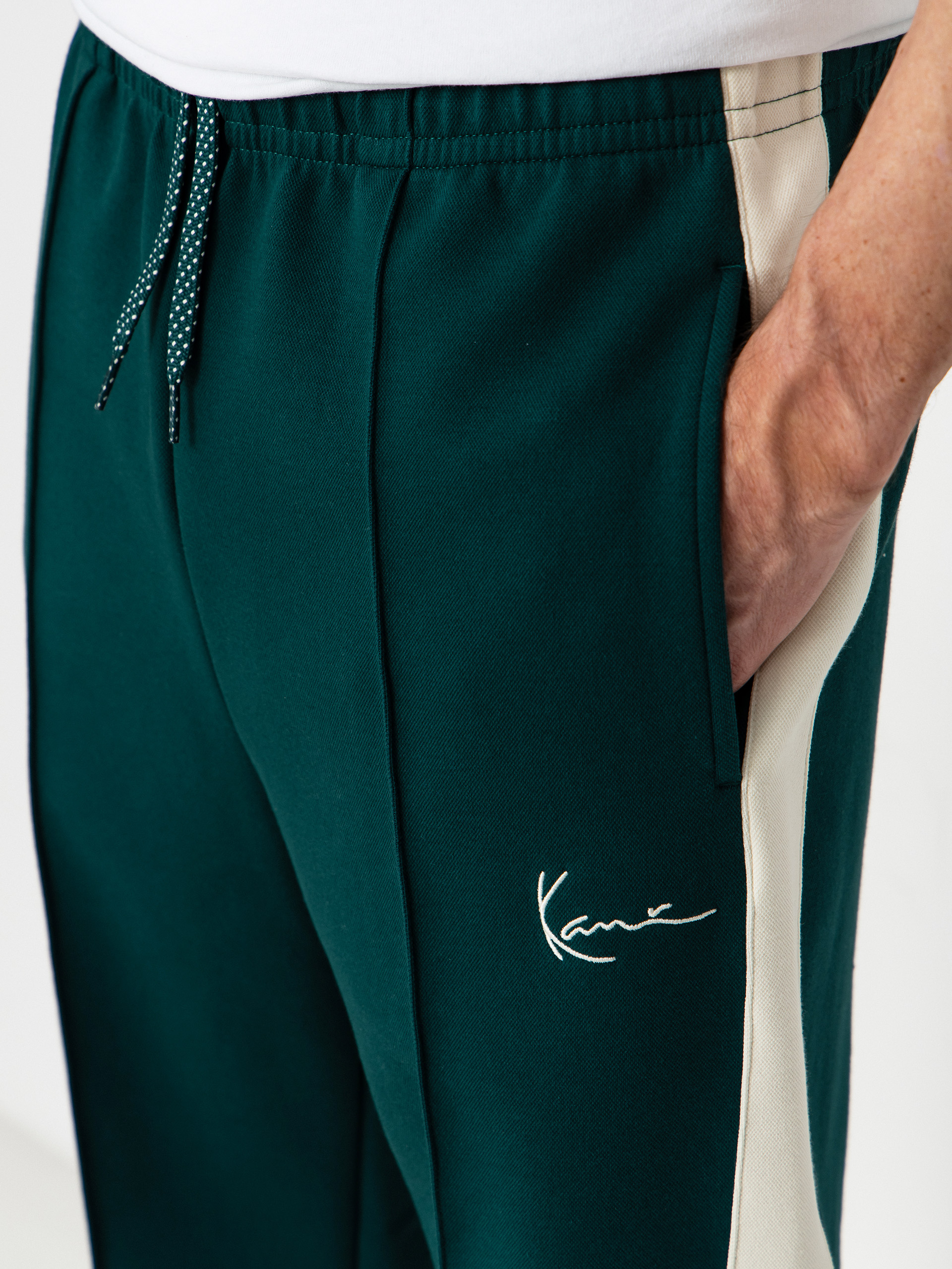 Kalhoty Karl Kani Signature Sidestripe Pique (green)