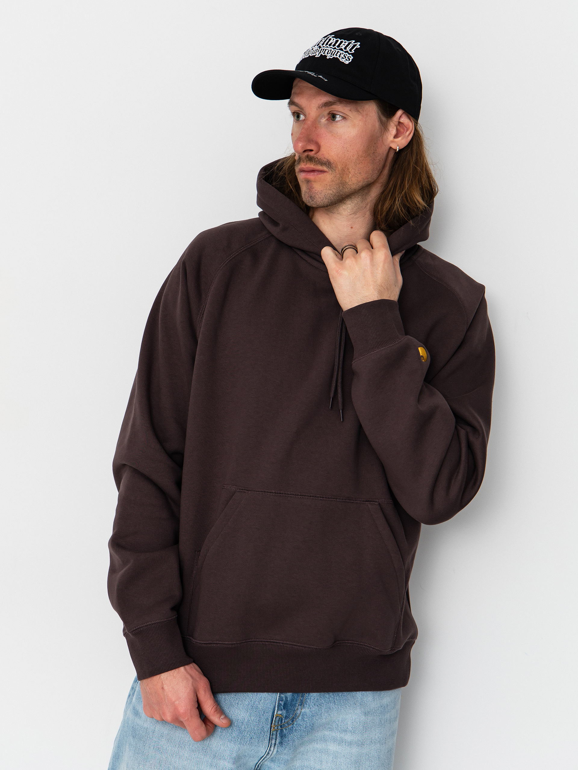 Mikina s kapucí Carhartt WIP Chase HD (shale/gold)