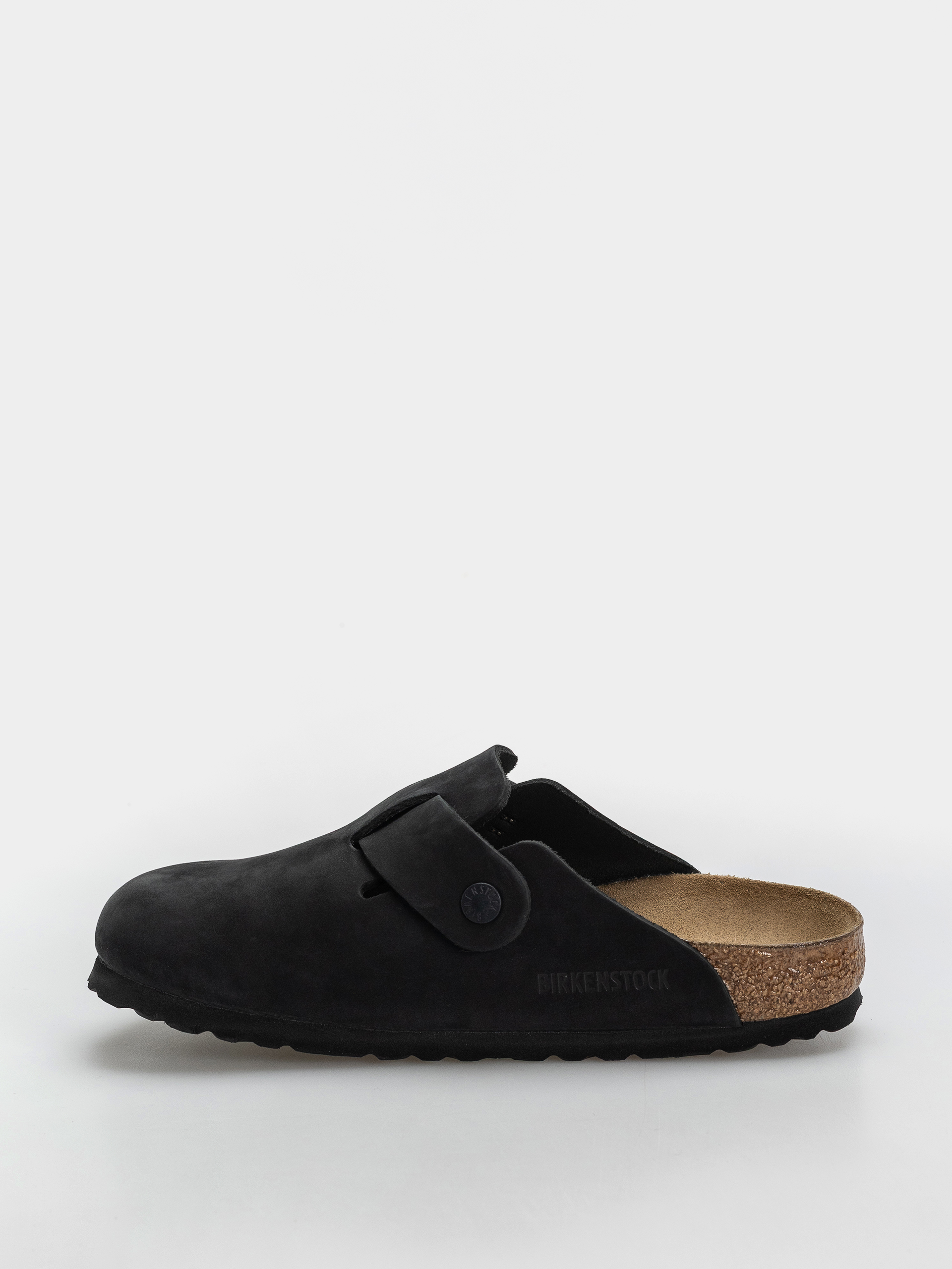Plážovky Birkenstock Boston Wire Buckle Nubuck Leather Narrow (black)