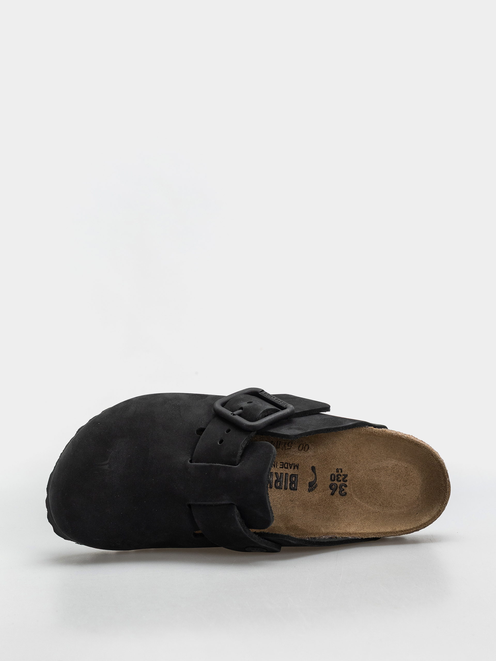 Plážovky Birkenstock Boston Wire Buckle Nubuck Leather Narrow (black)