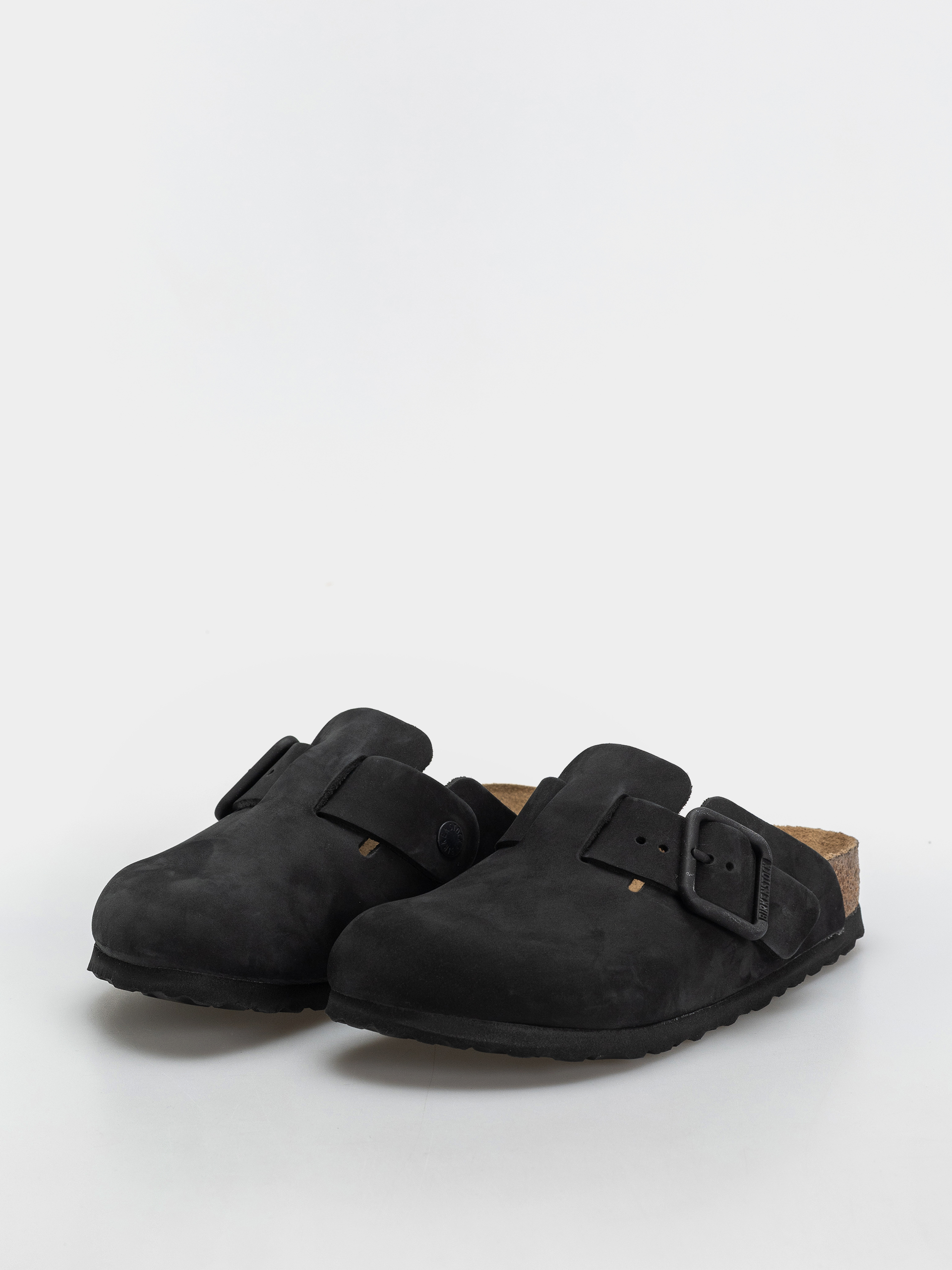 Plážovky Birkenstock Boston Wire Buckle Nubuck Leather Narrow (black)