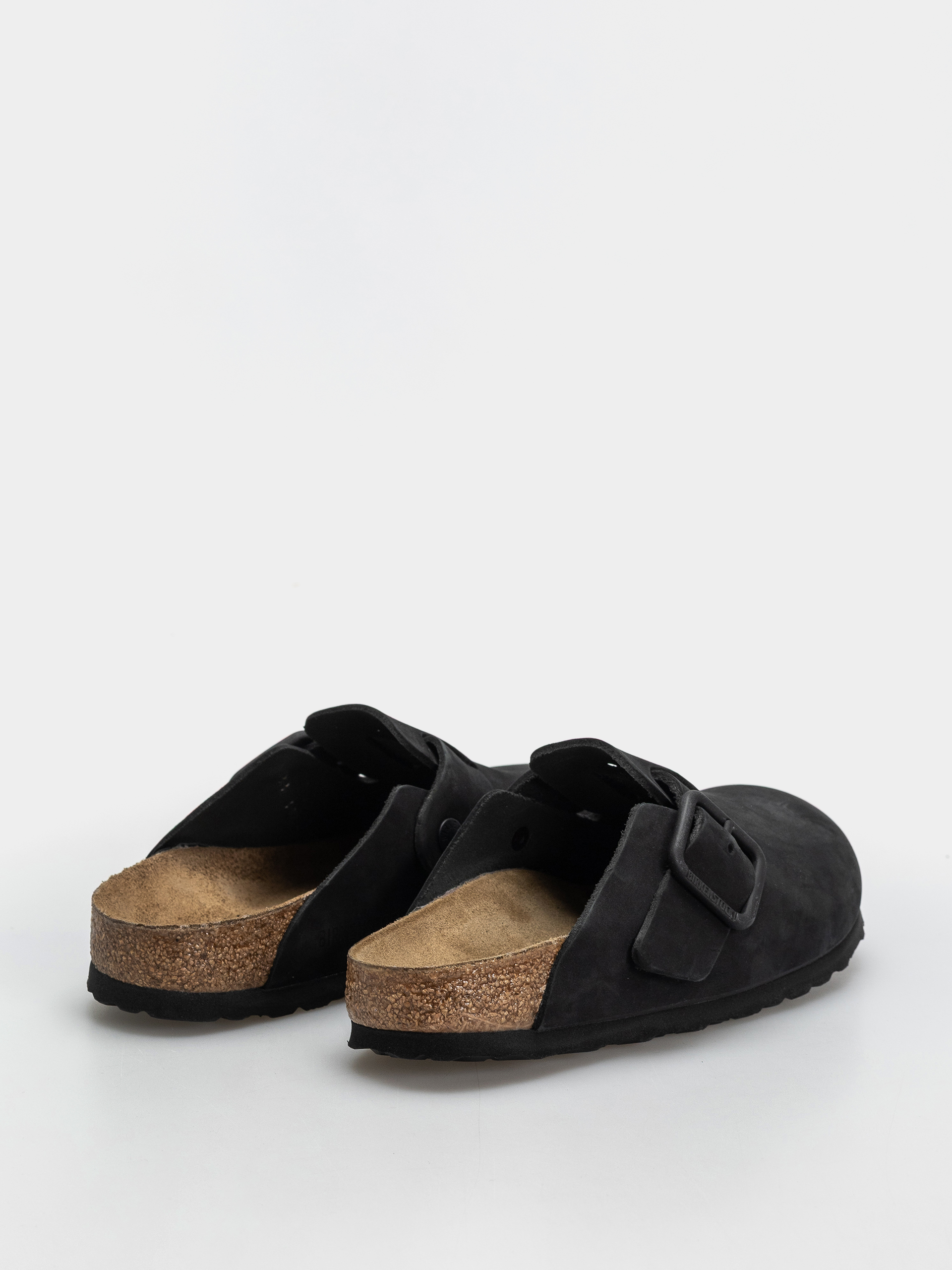 Plážovky Birkenstock Boston Wire Buckle Nubuck Leather Narrow (black)