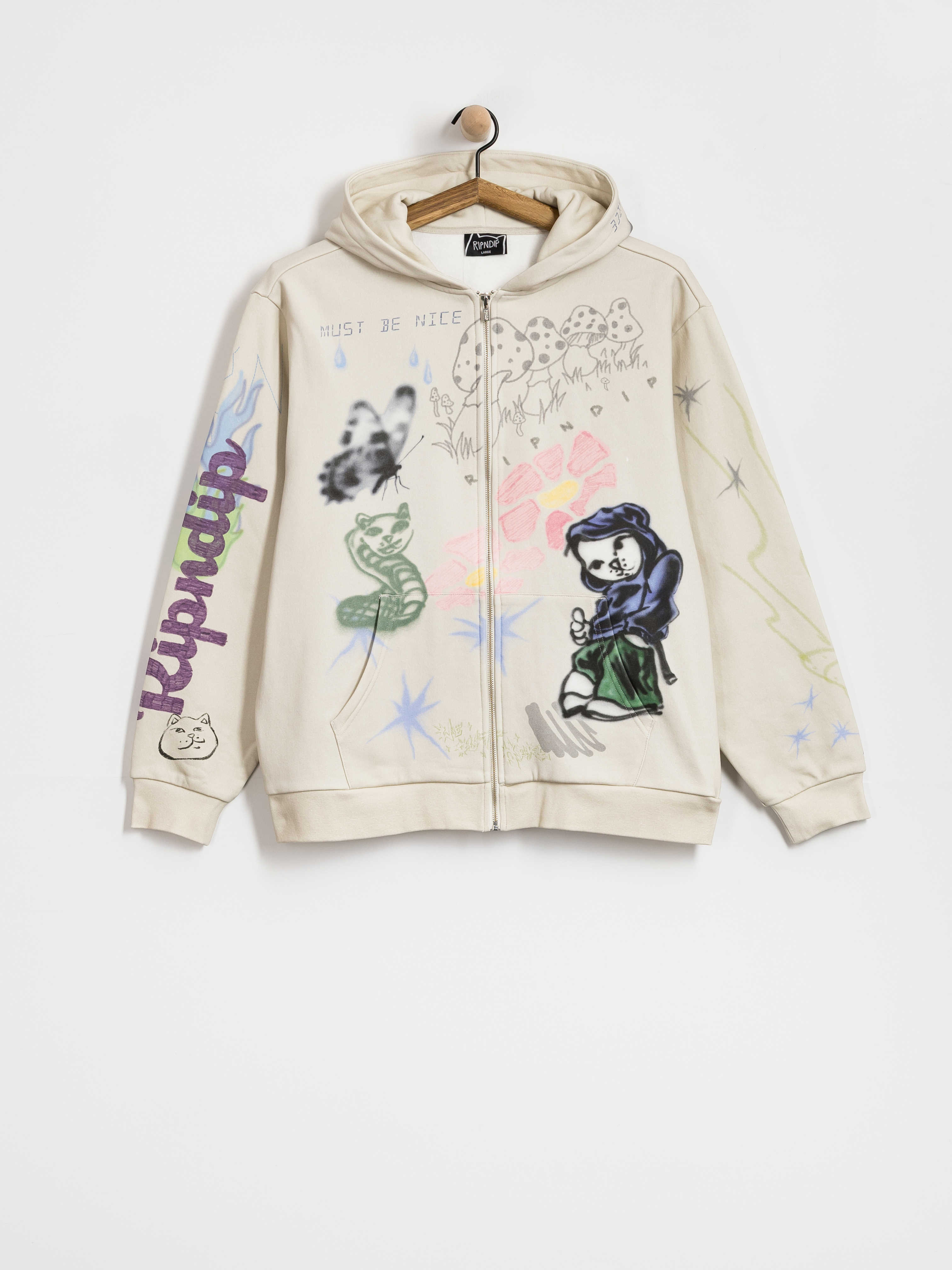 Mikina s kapucí RipNDip Goosebumps ZHD (bone)