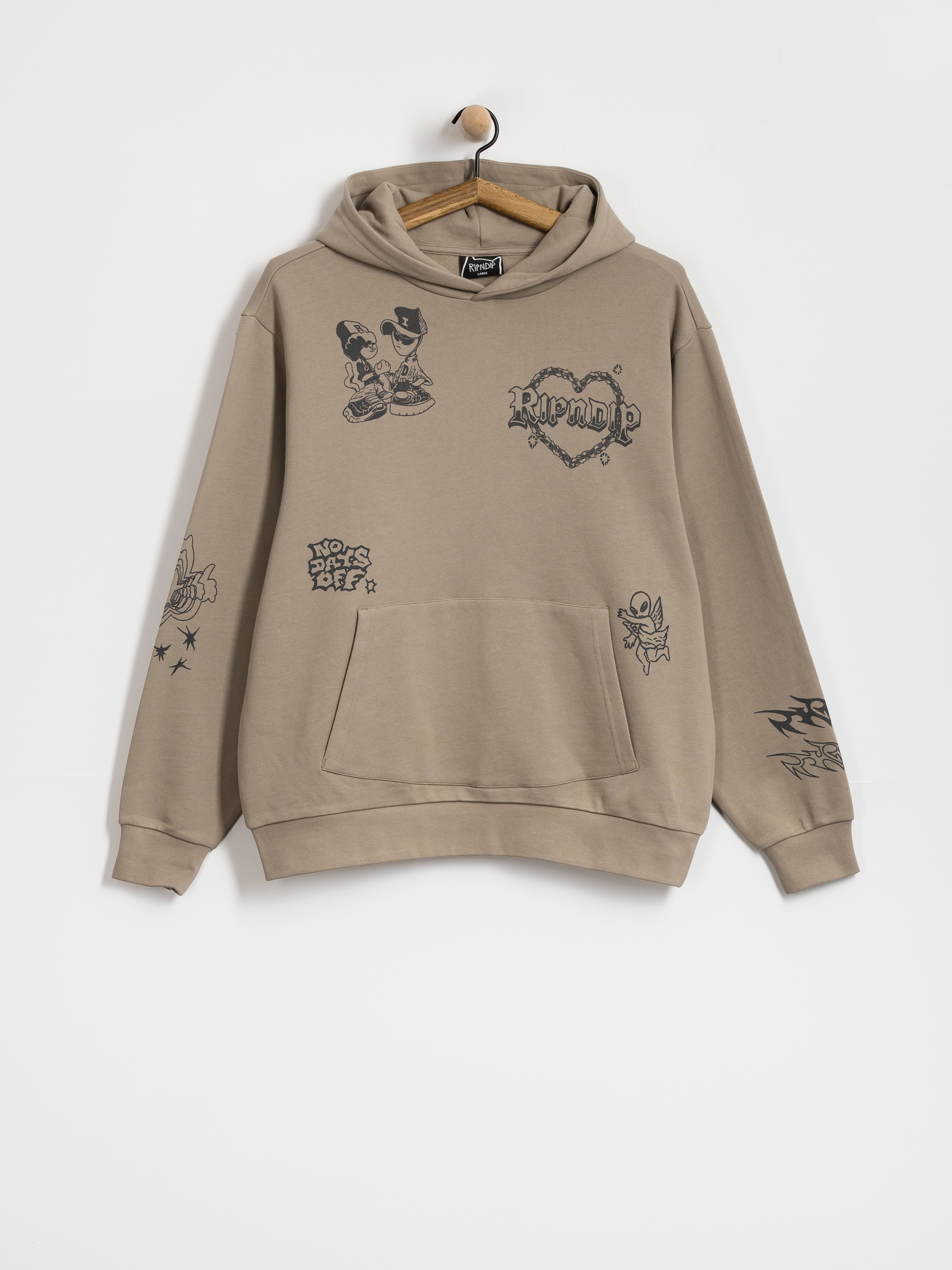 Mikina s kapucí RipNDip Westside Distressed HD (dark sand wash)