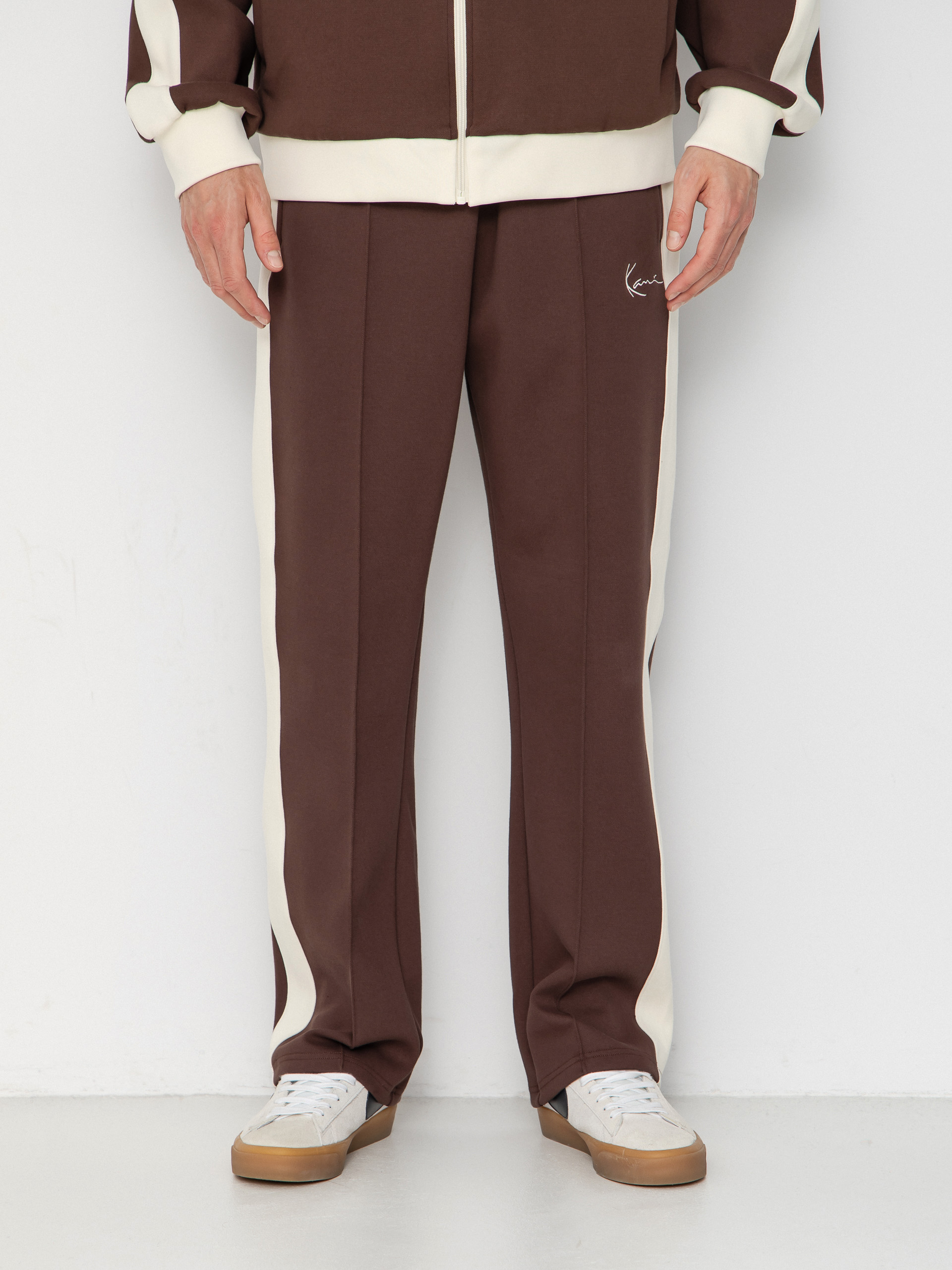 Kalhoty Karl Kani Signature Sidestripe Pique (brown)