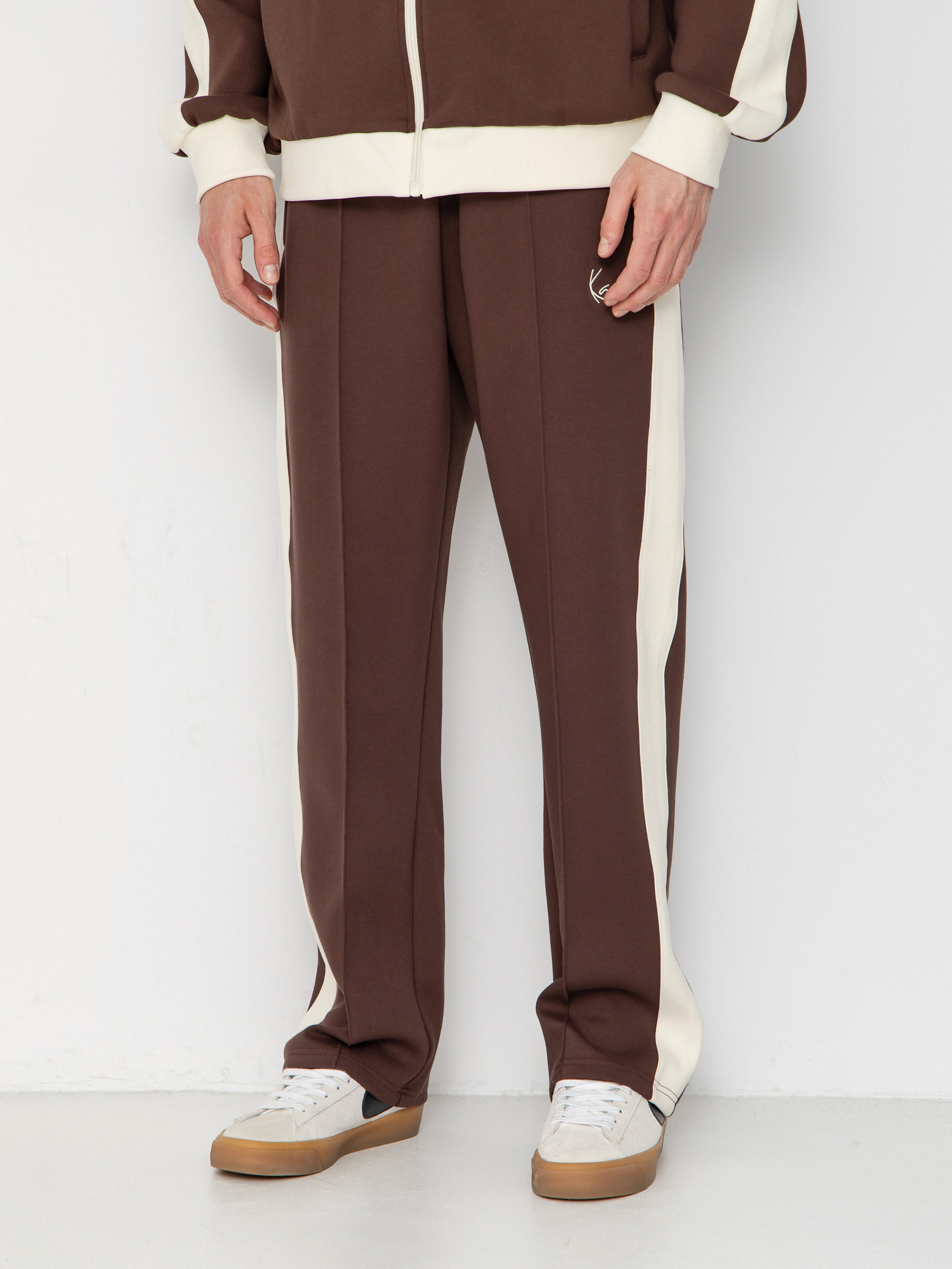Kalhoty Karl Kani Signature Sidestripe Pique (brown)
