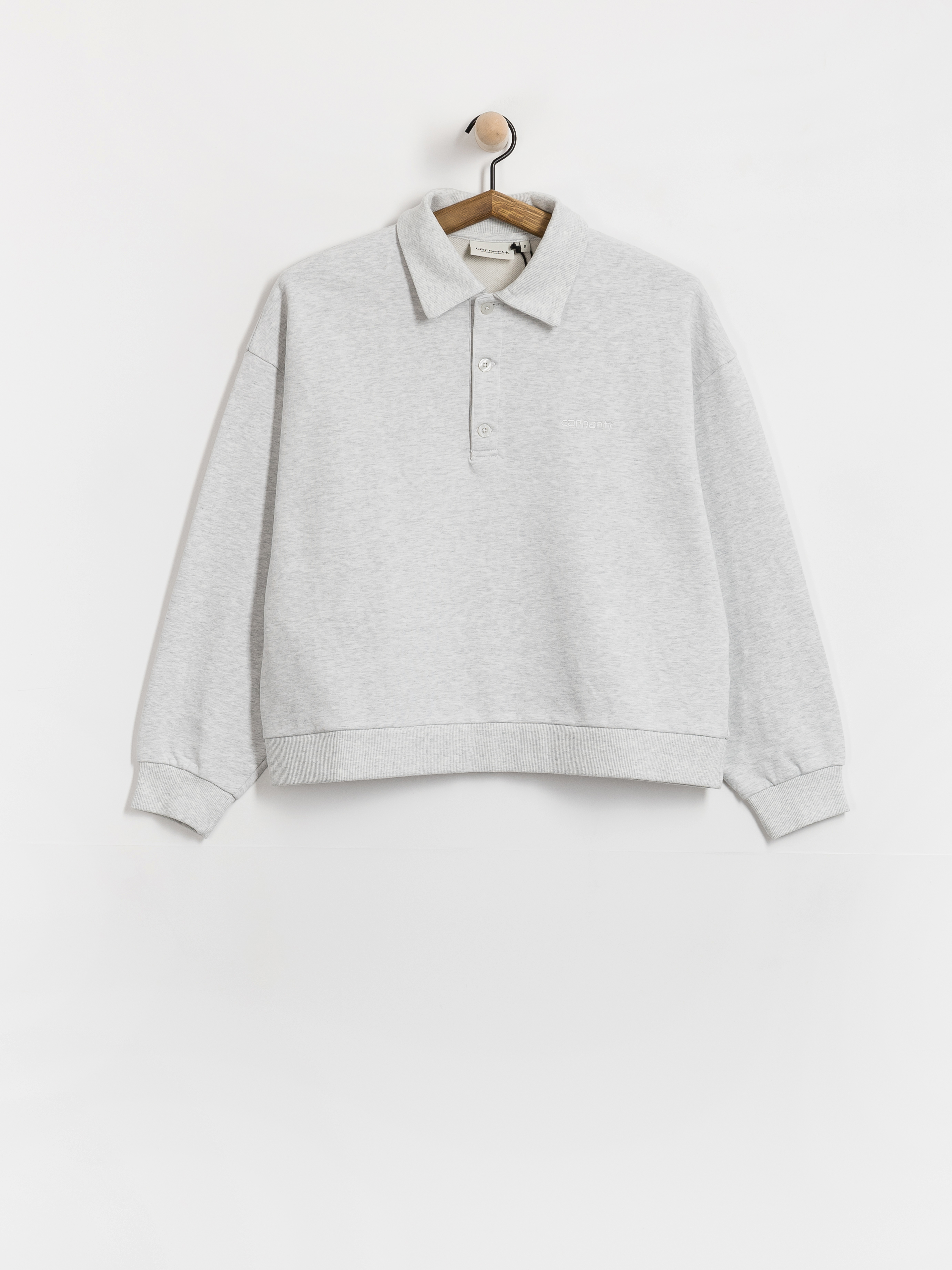 Mikina Carhartt WIP Brenta Polo Wmn (ash heather/white)
