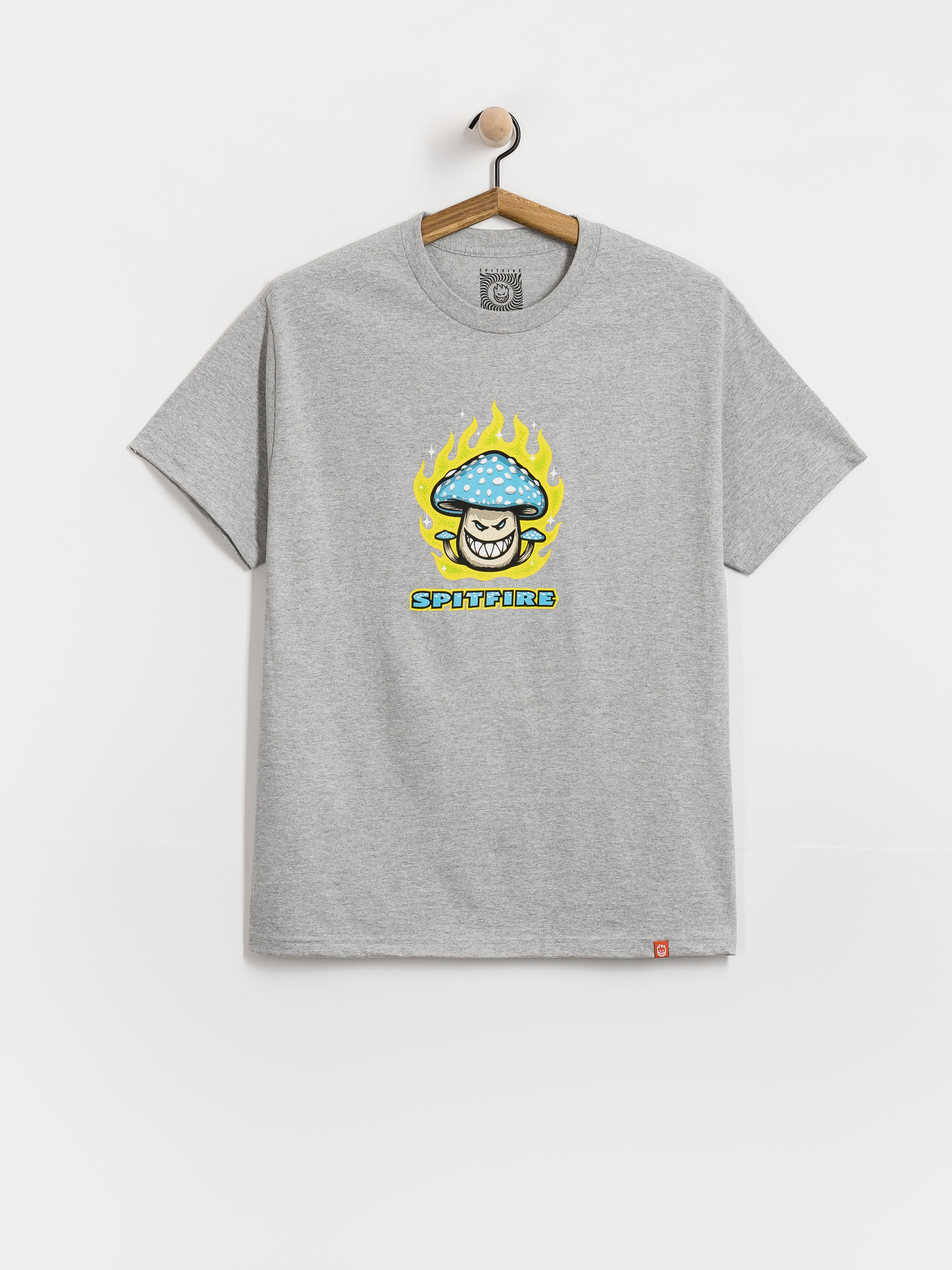 Tričko Spitfire Mushroom Bighead (heather grey w/multi color print)