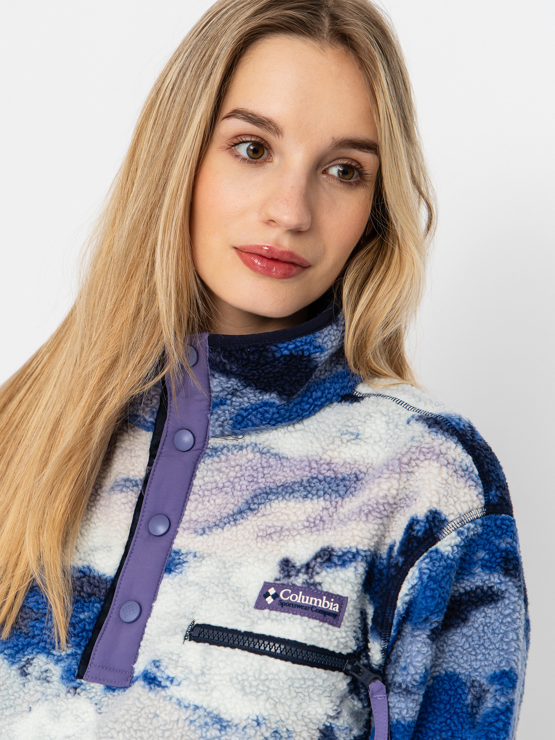 Dámský Fleecová mikina Columbia Helvetia II Printed Cropped Half Snap (nocturnal/dreaming)