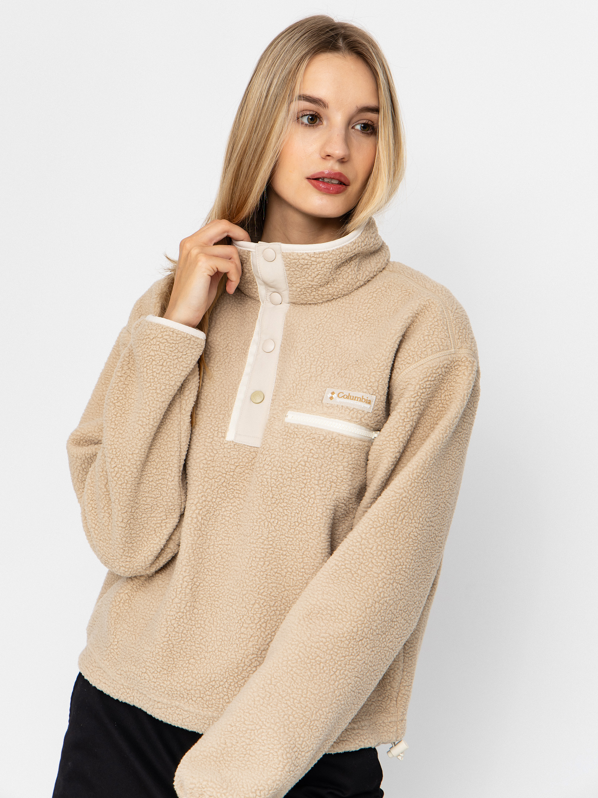 Fleecová mikina Columbia Helvetia II Cropped Half Snap Wmn