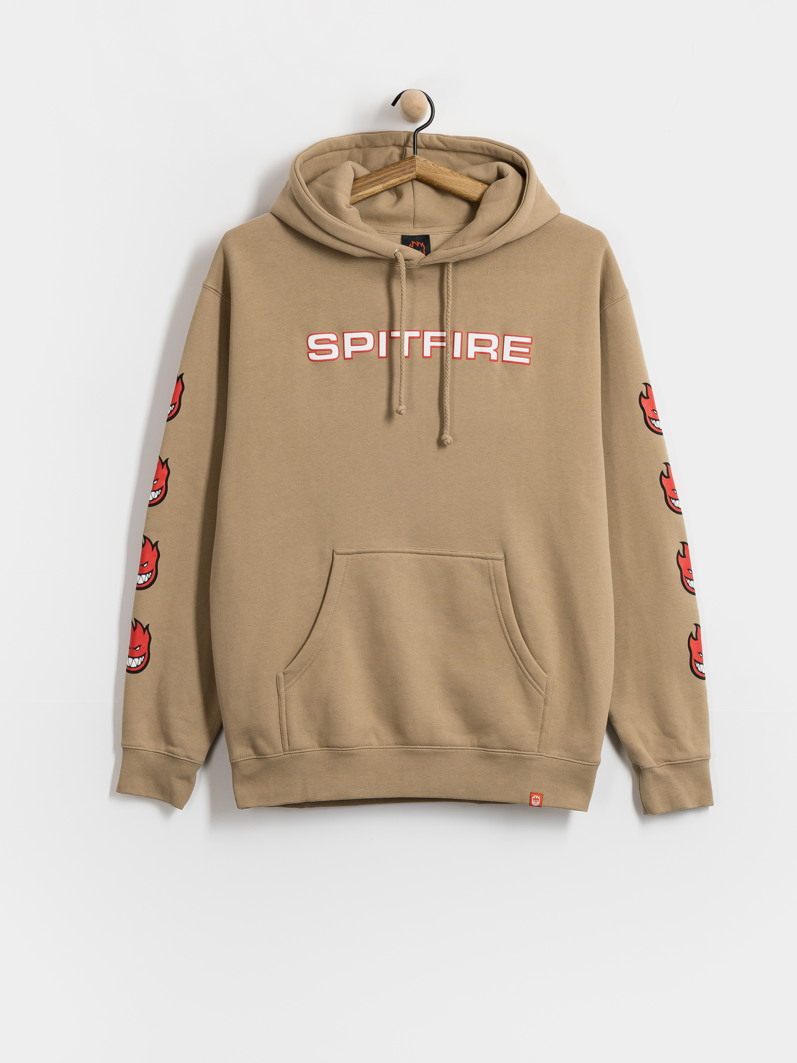 Mikina s kapucu00ed Spitfire Classic 87 Bighead Fill Sleeve HD (sandstone w/red white black prints)