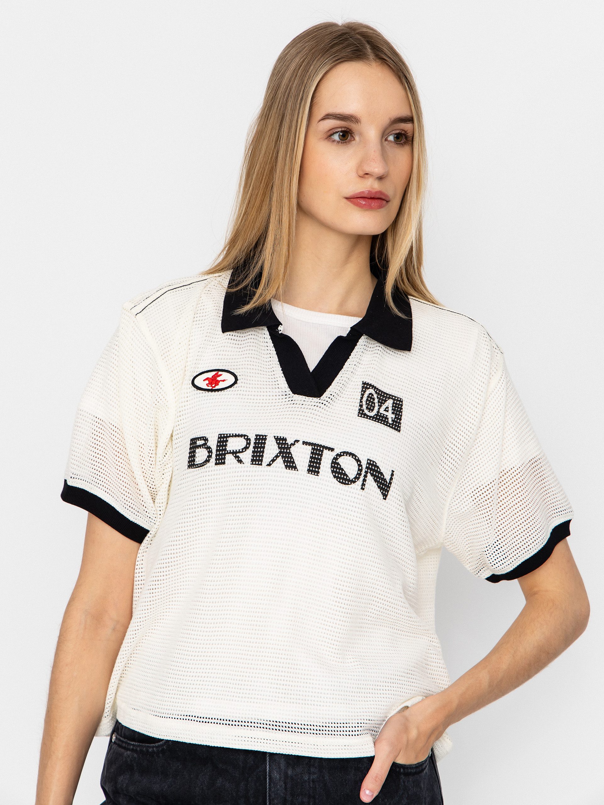 Tričko Brixton Varsity Wmn (off white/black)