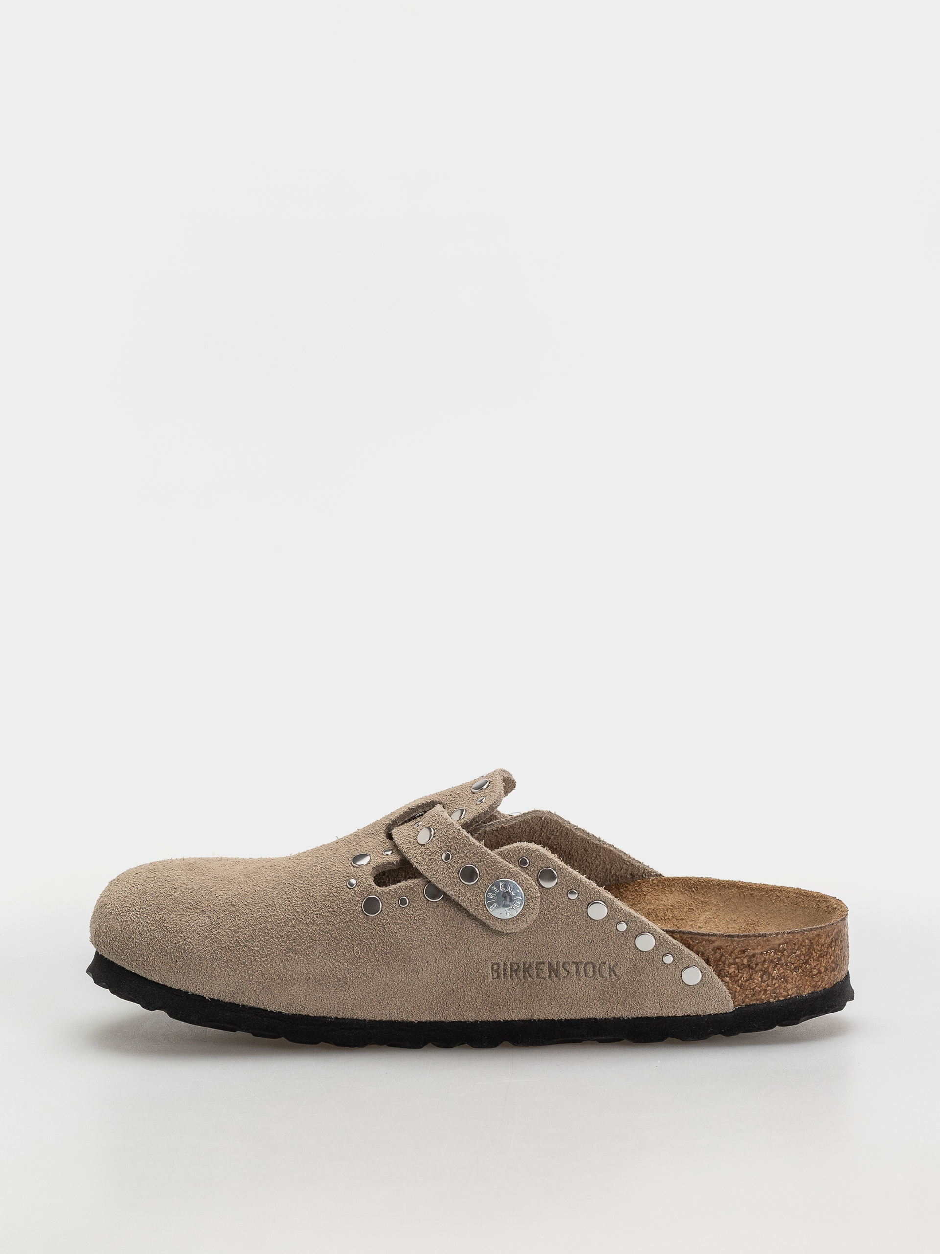 Plážovky Birkenstock Boston Rivets Suede Leather Narrow Wmn (taupe)