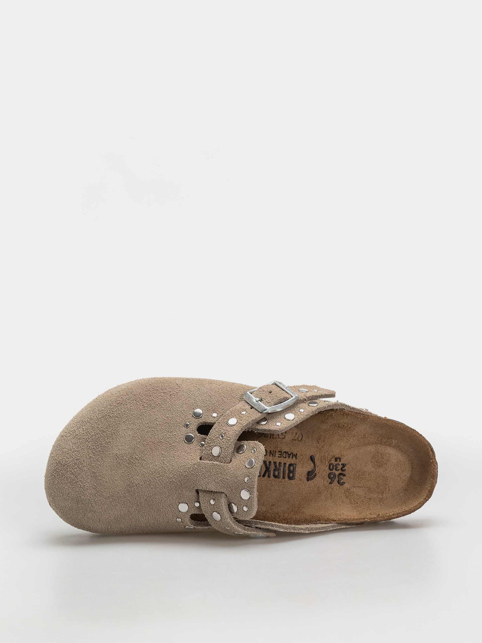 Plážovky Birkenstock Boston Rivets Suede Leather Narrow Wmn (taupe)
