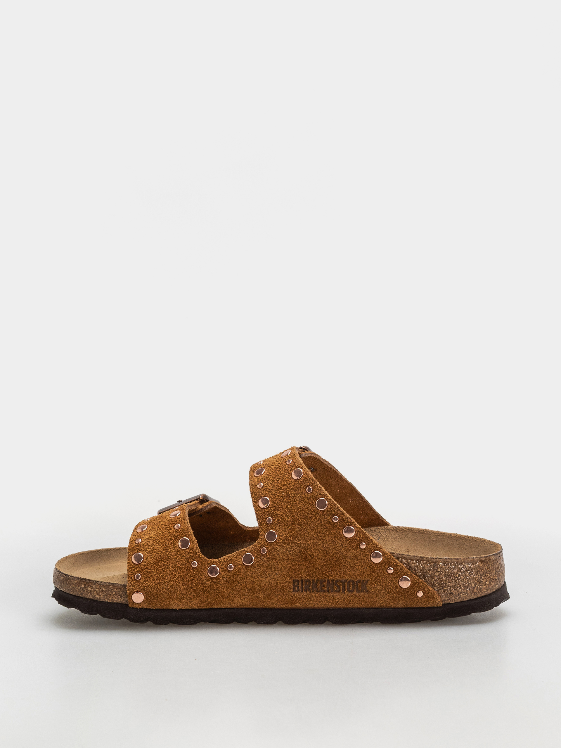 Plážovky Birkenstock Arizona Rivets Suede Leather Narrow Wmn (mink)