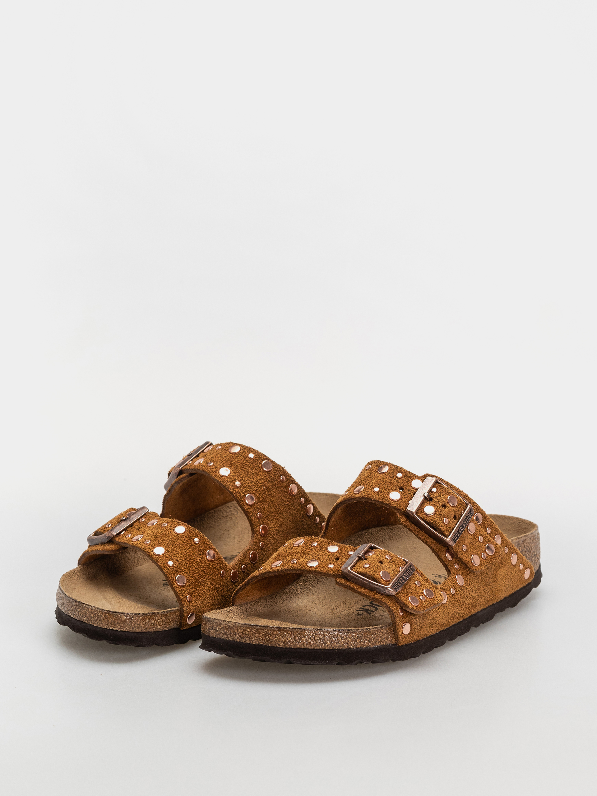 Plážovky Birkenstock Arizona Rivets Suede Leather Narrow Wmn (mink)