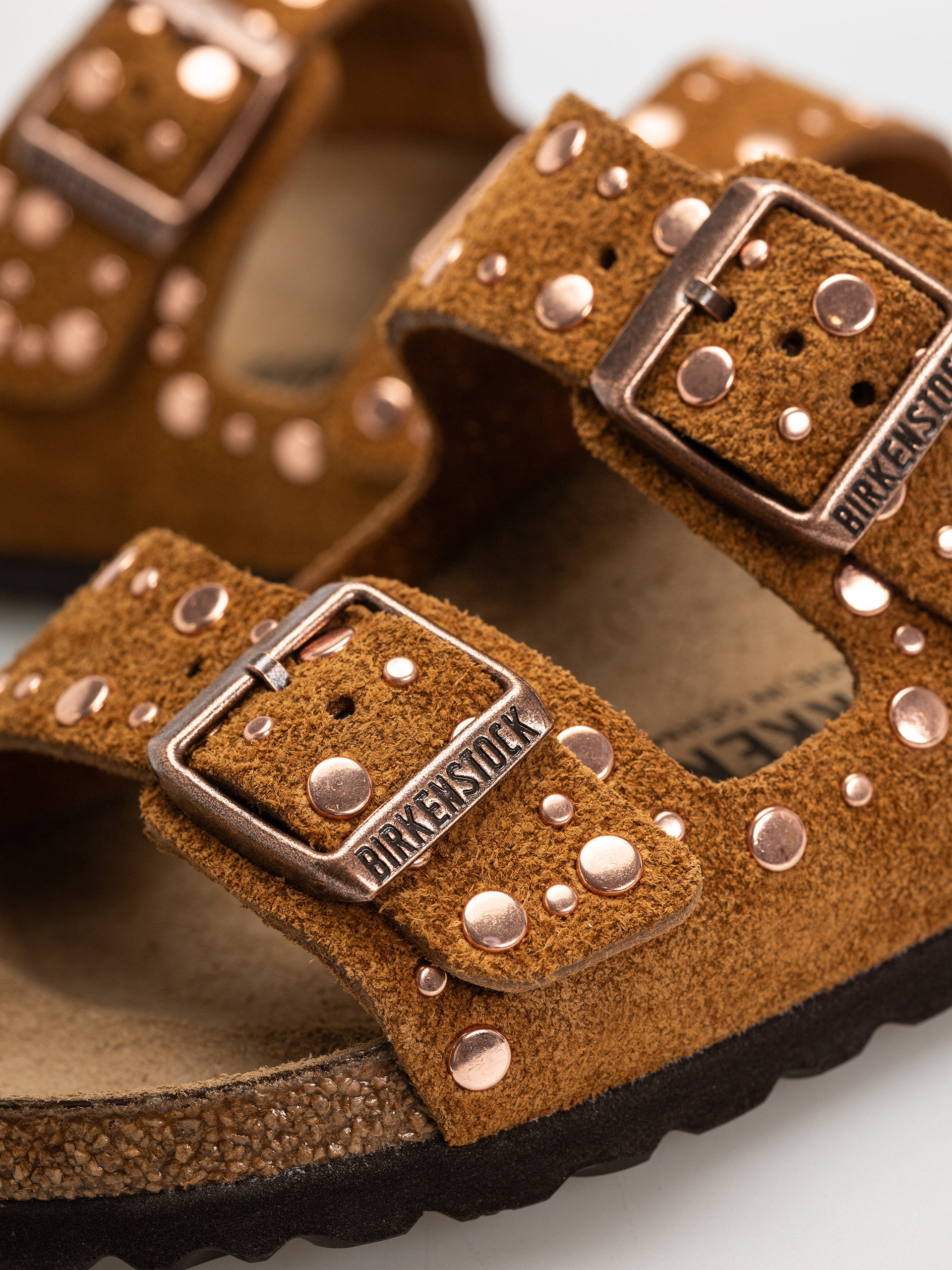 Plážovky Birkenstock Arizona Rivets Suede Leather Narrow Wmn (mink)
