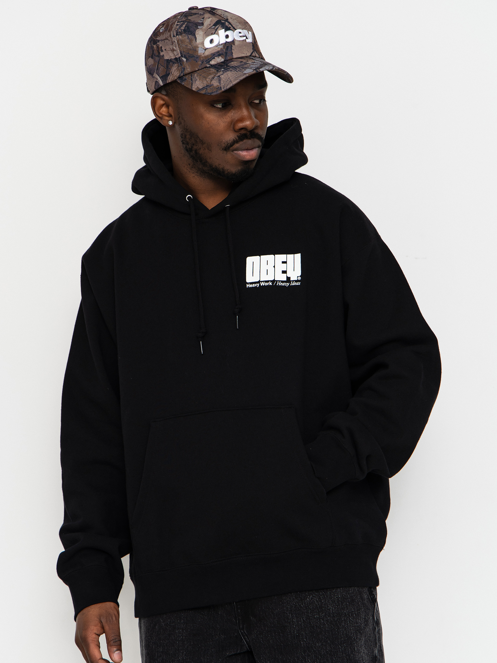 Mikina s kapucí OBEY Heavy Ideas HD (black)