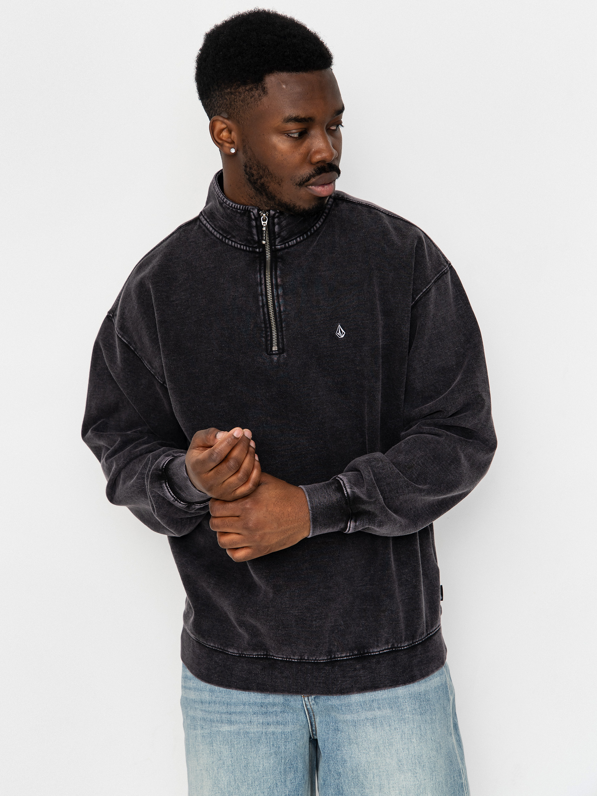 Mikina Volcom Single Stone Quarter ZIP (light acid black)