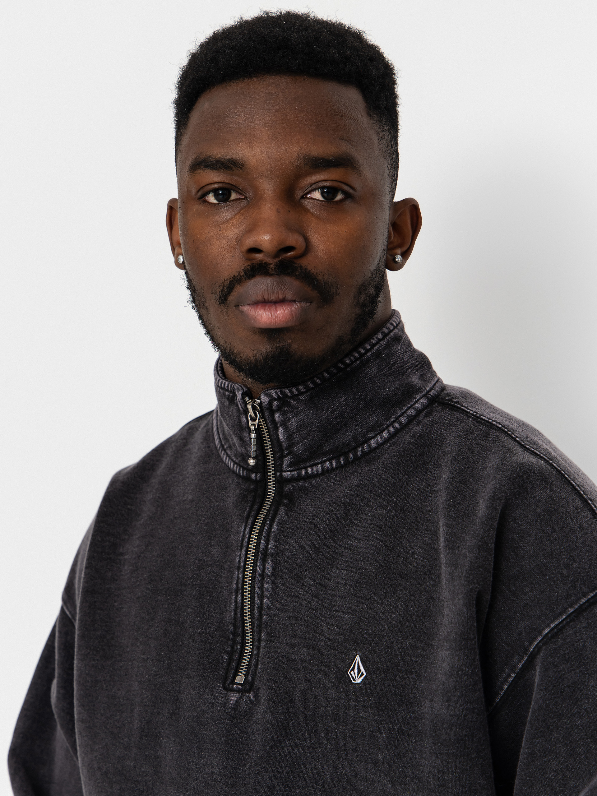 Mikina Volcom Single Stone Quarter ZIP (light acid black)