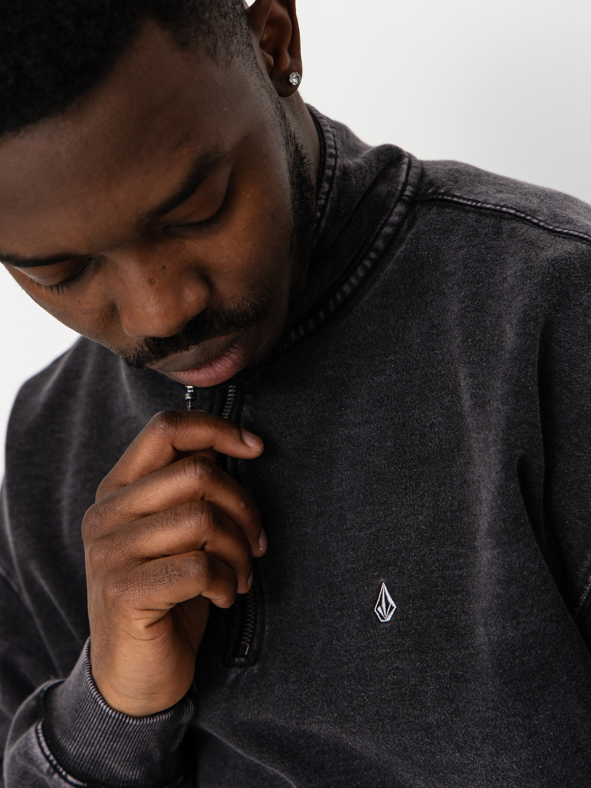 Mikina Volcom Single Stone Quarter ZIP (light acid black)