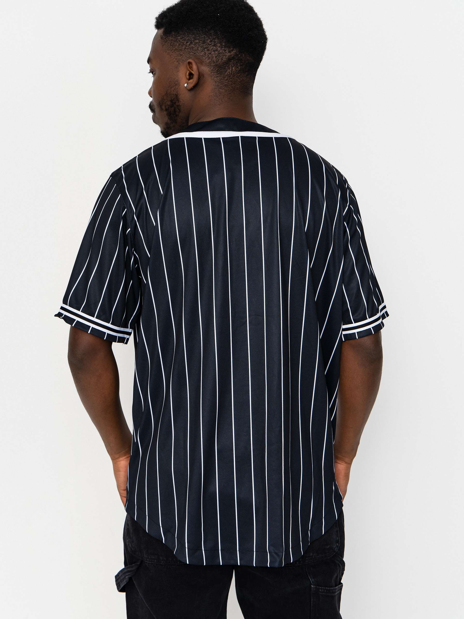 Košile Karl Kani Serif Pinstripe Baseball (black/white)