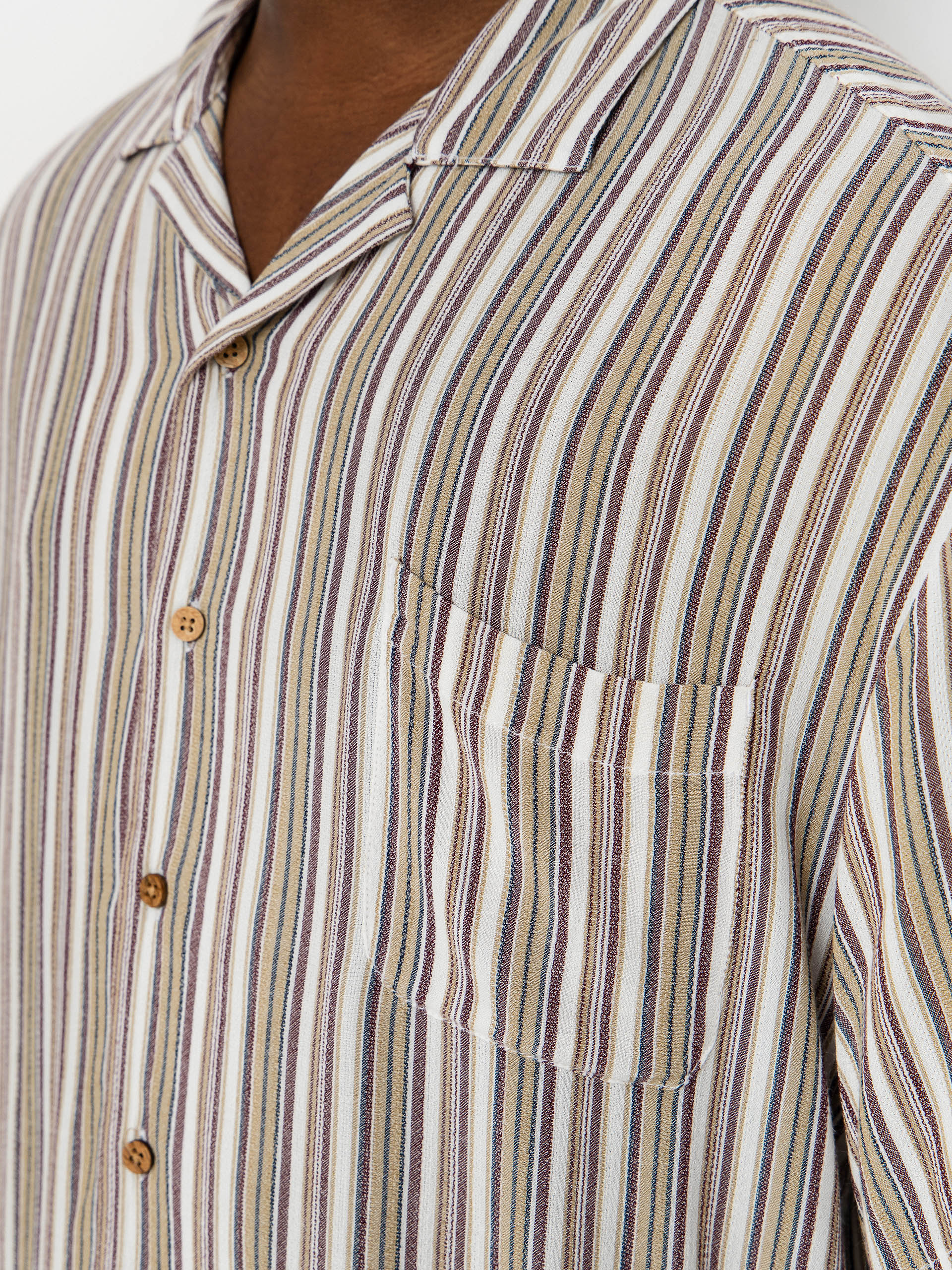 Košile Brixton Bunker Twisted Stripe (robust red)