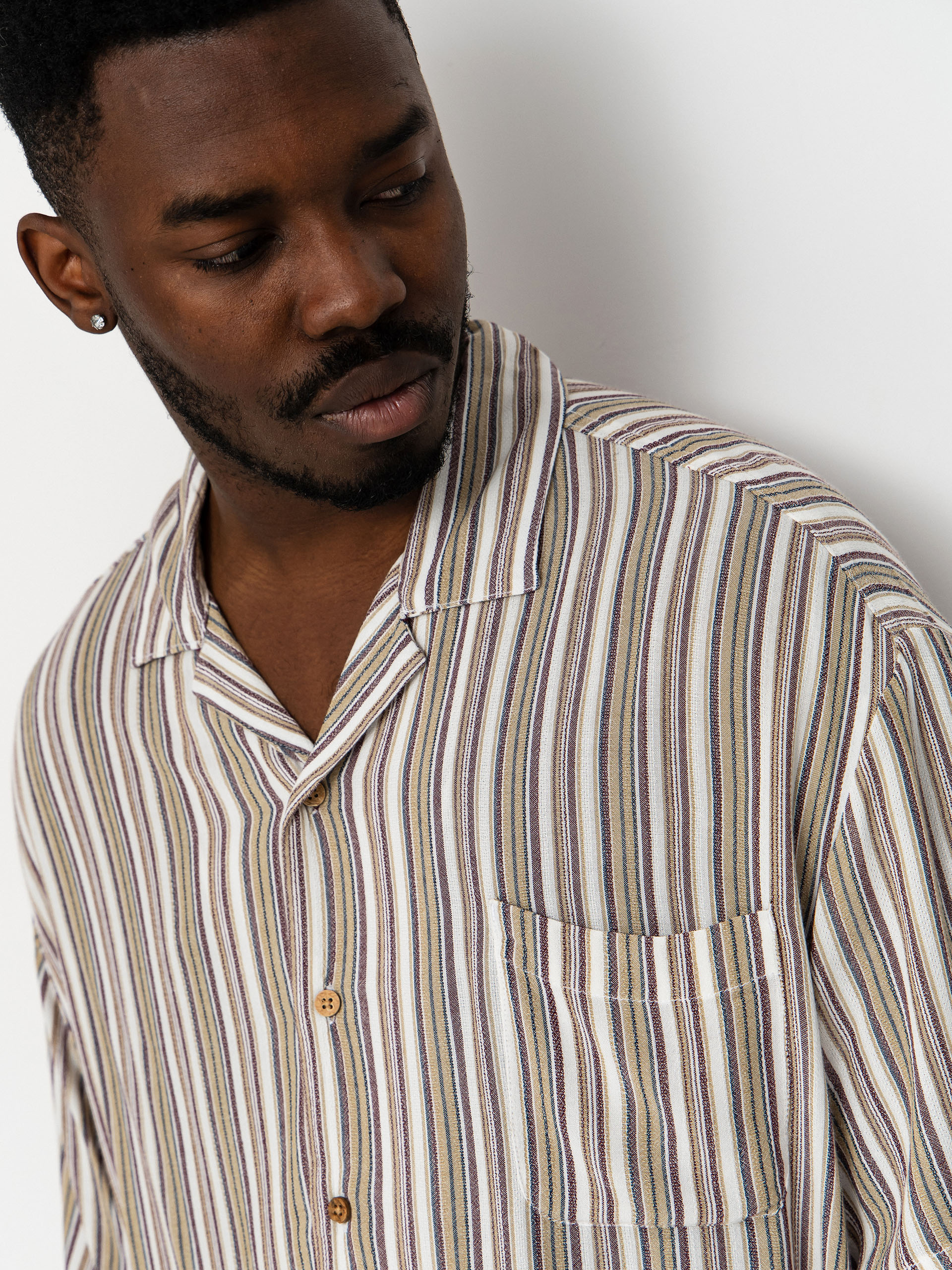 Košile Brixton Bunker Twisted Stripe (robust red)