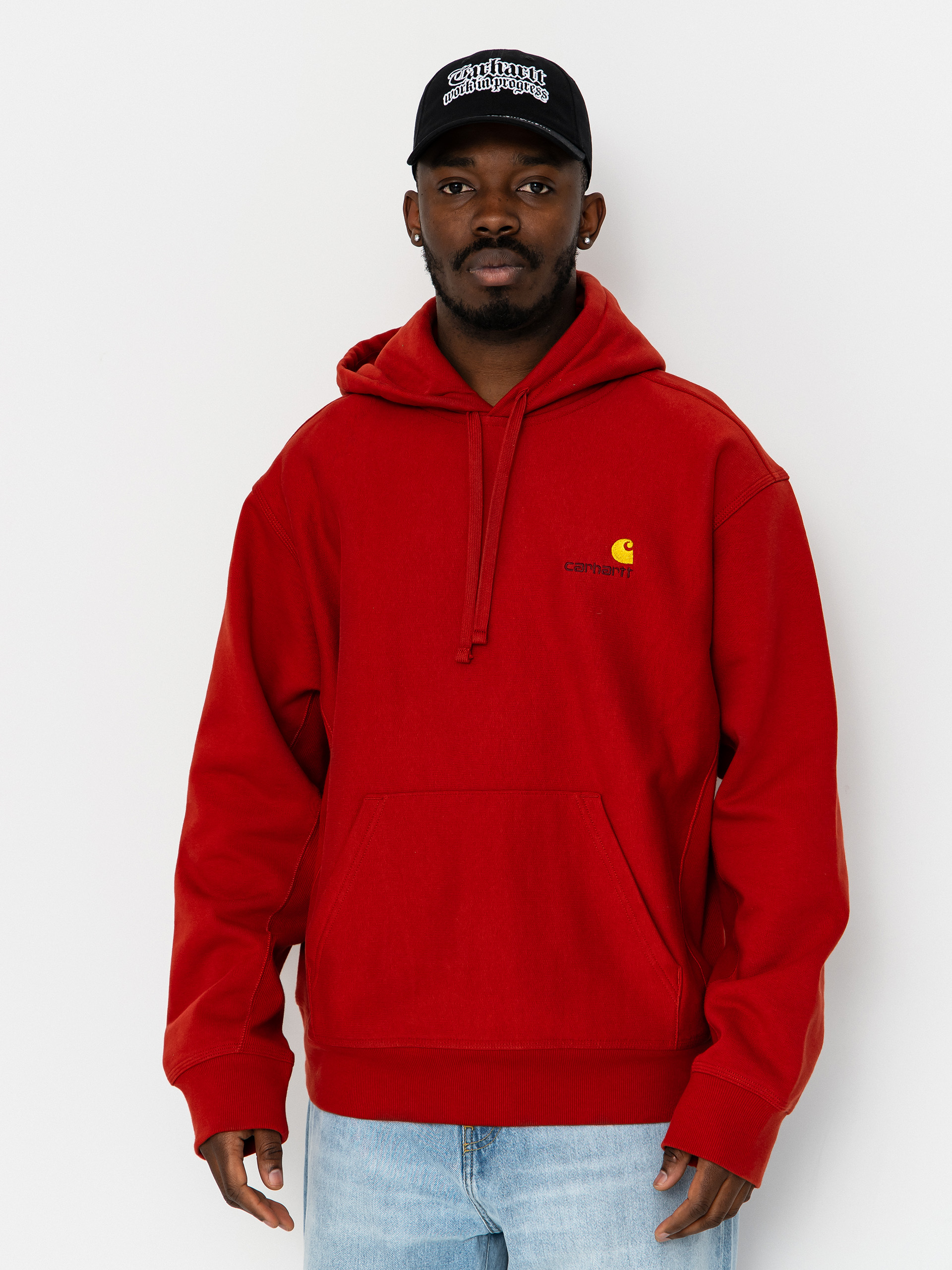 Mikina s kapucí Carhartt WIP American Script HD (oxide red)