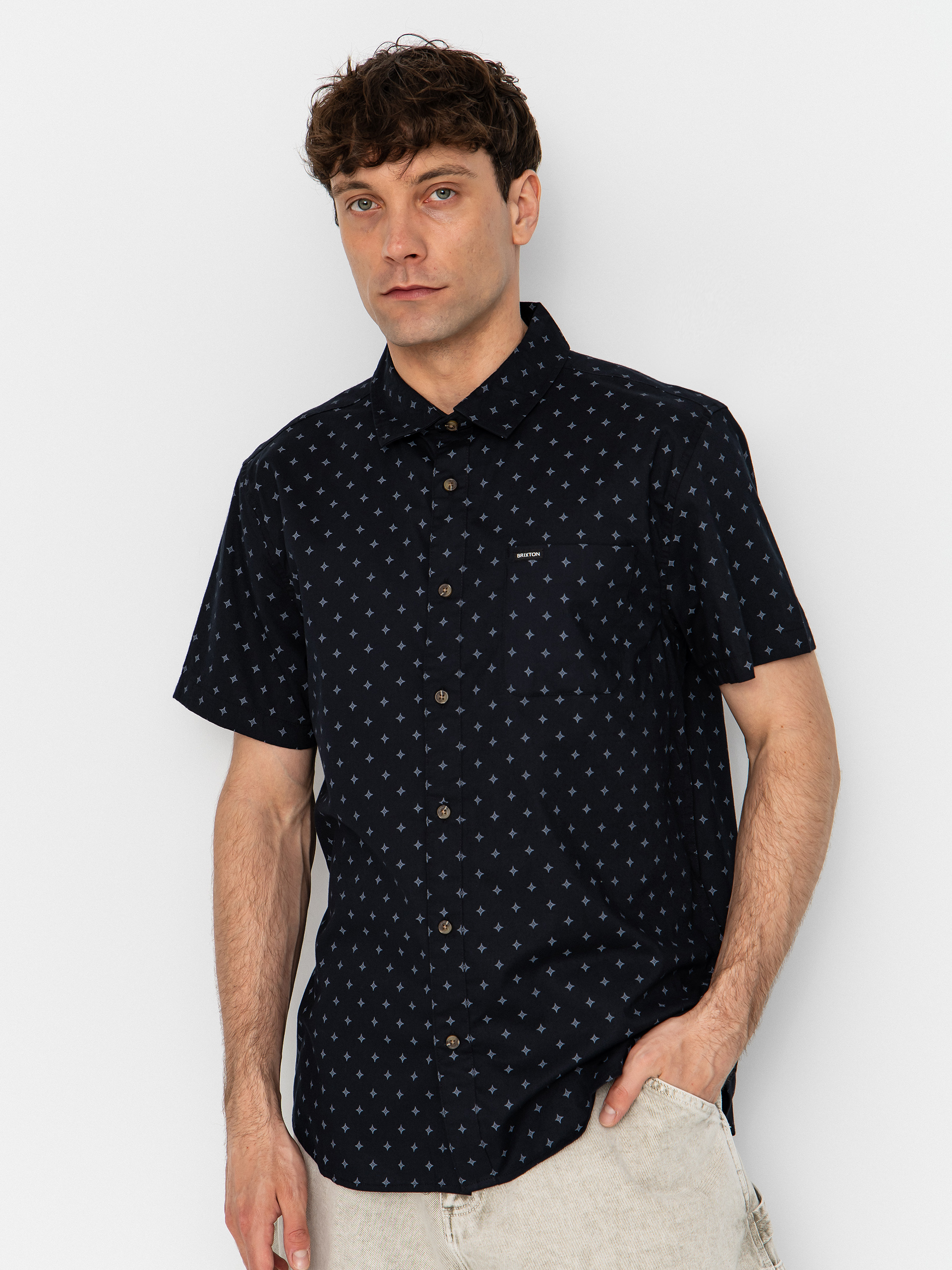 Košile Brixton Charter Print (future grey diamond tile)