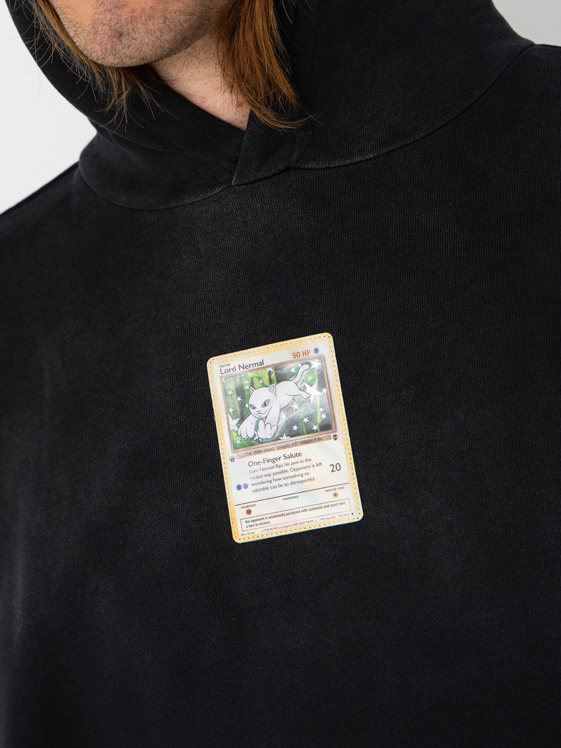 Mikina s kapucí RipNDip Legendary Nerm HD (black vintage wash)