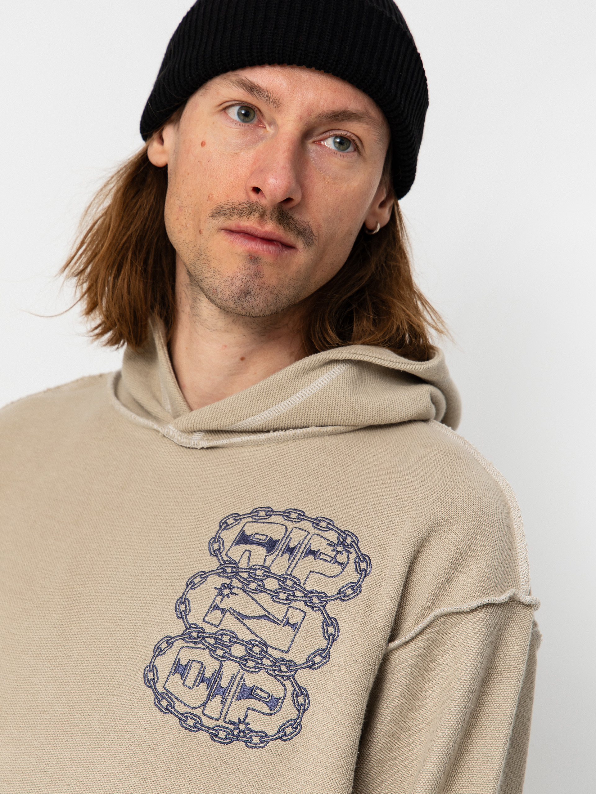 Mikina s kapucí RipNDip Linked Up Reverse Stitched HD (khaki)