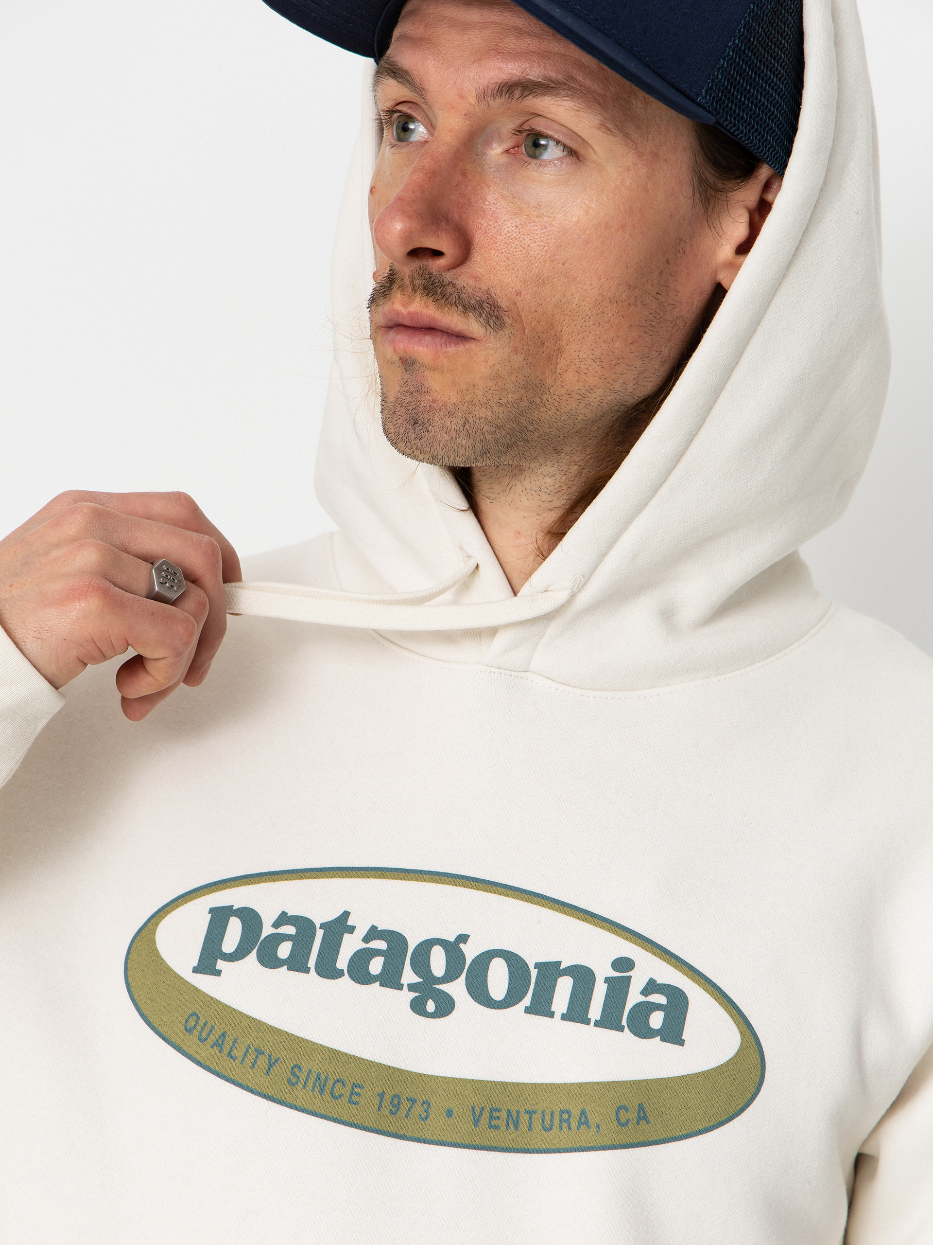 Mikina s kapucí Patagonia 95 Oval Logo Uprisal HD (birch white)